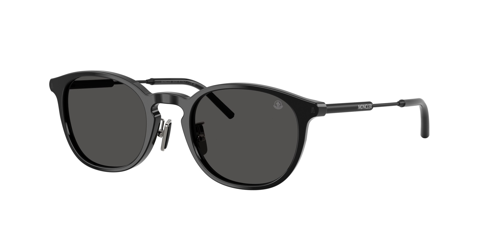 Moncler Unisex Sunglass BARBB - Frame color: Shiny Black, Lens color: Dark Grey Solid
