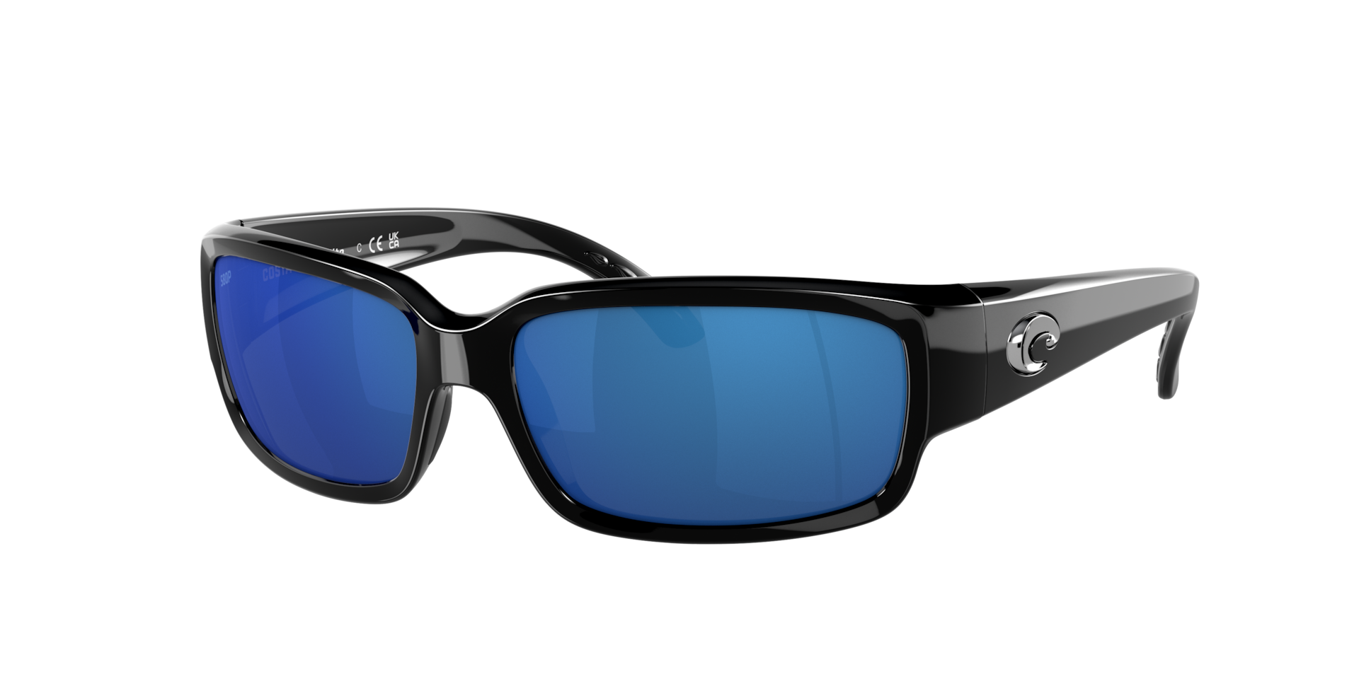 COSTA Unisex Sunglasses Caballito  -  Frame color: Shiny Black, Lens color: Blue Mirror