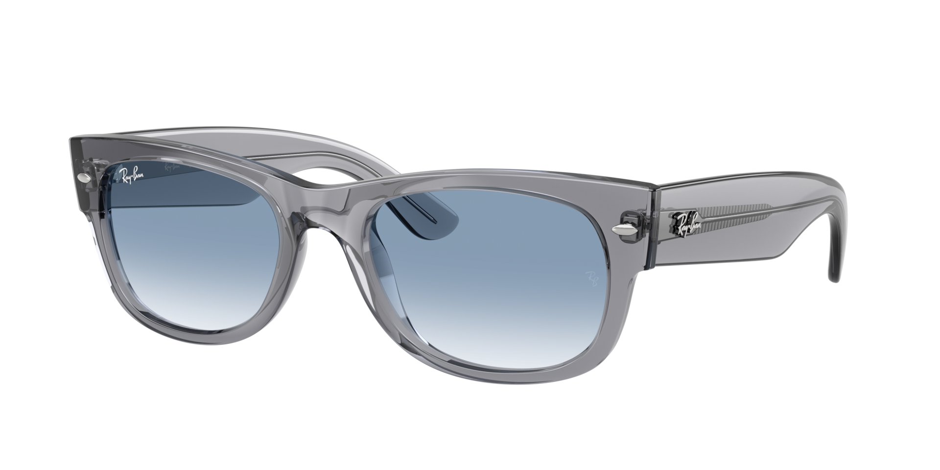 Ray-Ban Unisex Sunglass Mega Wayfarer II - Rahmenfarbe: Grau, Linsenfarbe: Transparent Verlaufstönung Blau
