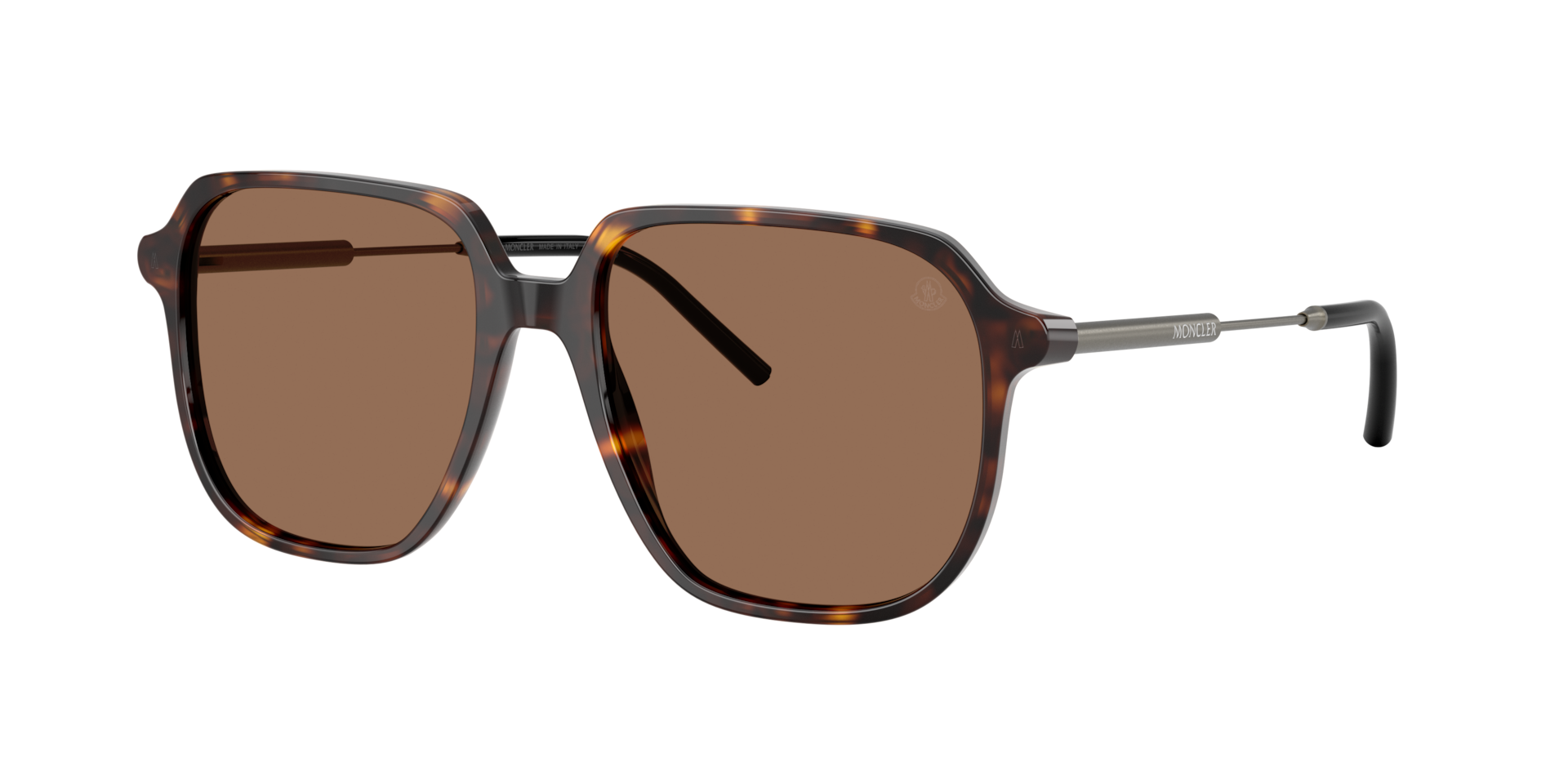 Moncler Unisex Sunglass ME6010 CYLIN -  Frame color: Shiny Havana, Lens color: Brown Solid