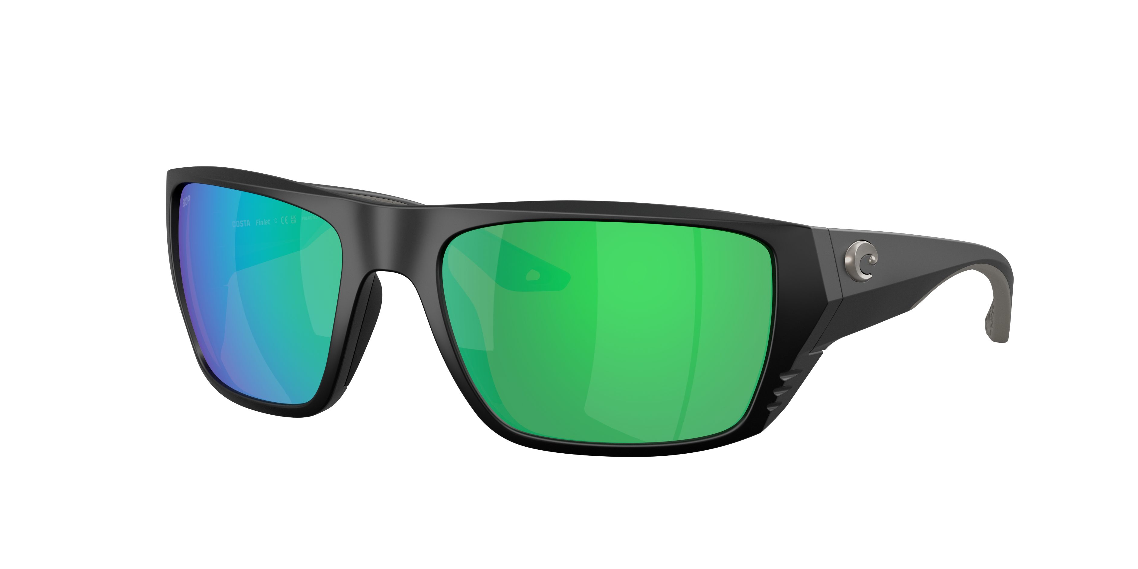 Costa Man Sunglass Finlet -  Frame color: Matte Black, Lens color: Green Mirror