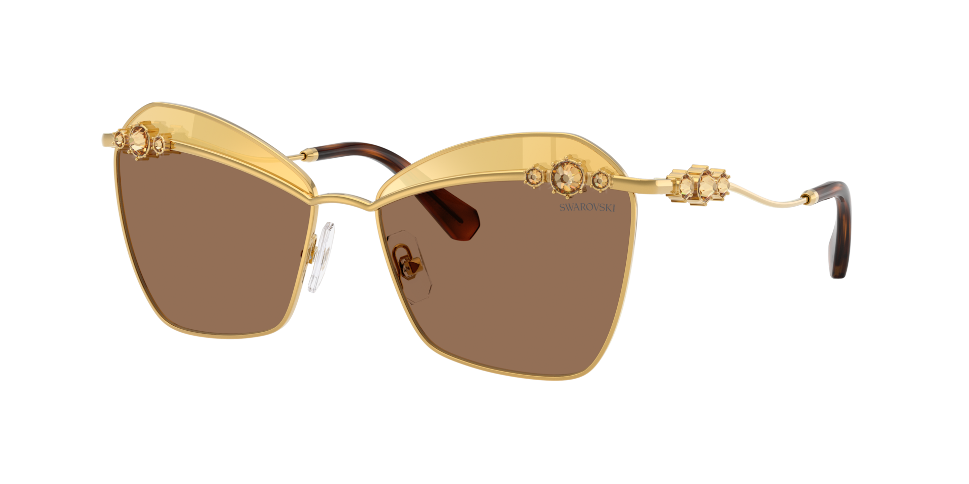 Swarovski Femme Sunglass SK7040 - Couleur du Monture Jaune Or Couleur de Lentille Brown Swarovski Gold 250 €