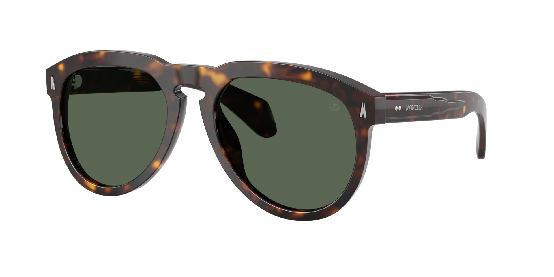 Moncler Unisex Sunglass Isopleth - Frame color: Shiny Havana, Lens color: Solid Dark Green