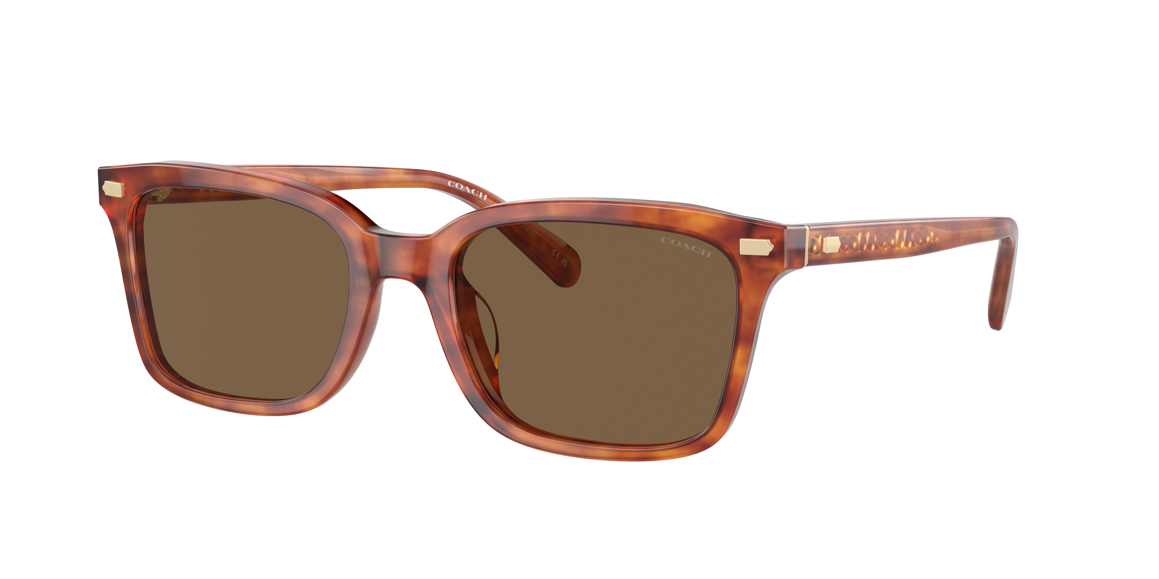 Coach Man Sunglass HC8398U CR630 -  Frame color: Caramel Tortoise, Lens color: Brown Solid
