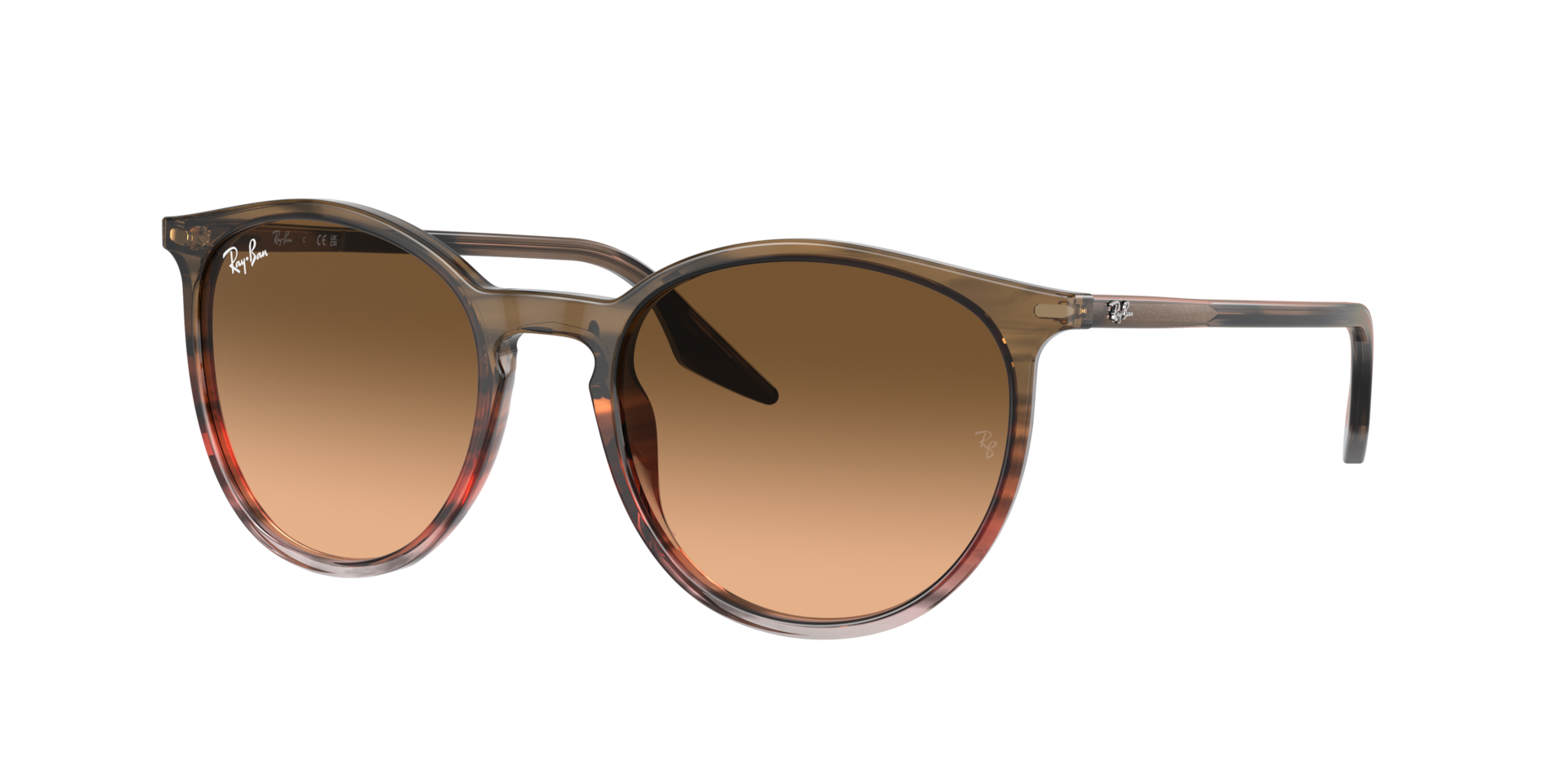 Ray-Ban Unisex Sunglass RB2204 -  Frame color: Striped Brown & Red, Lens color: Pink/Black