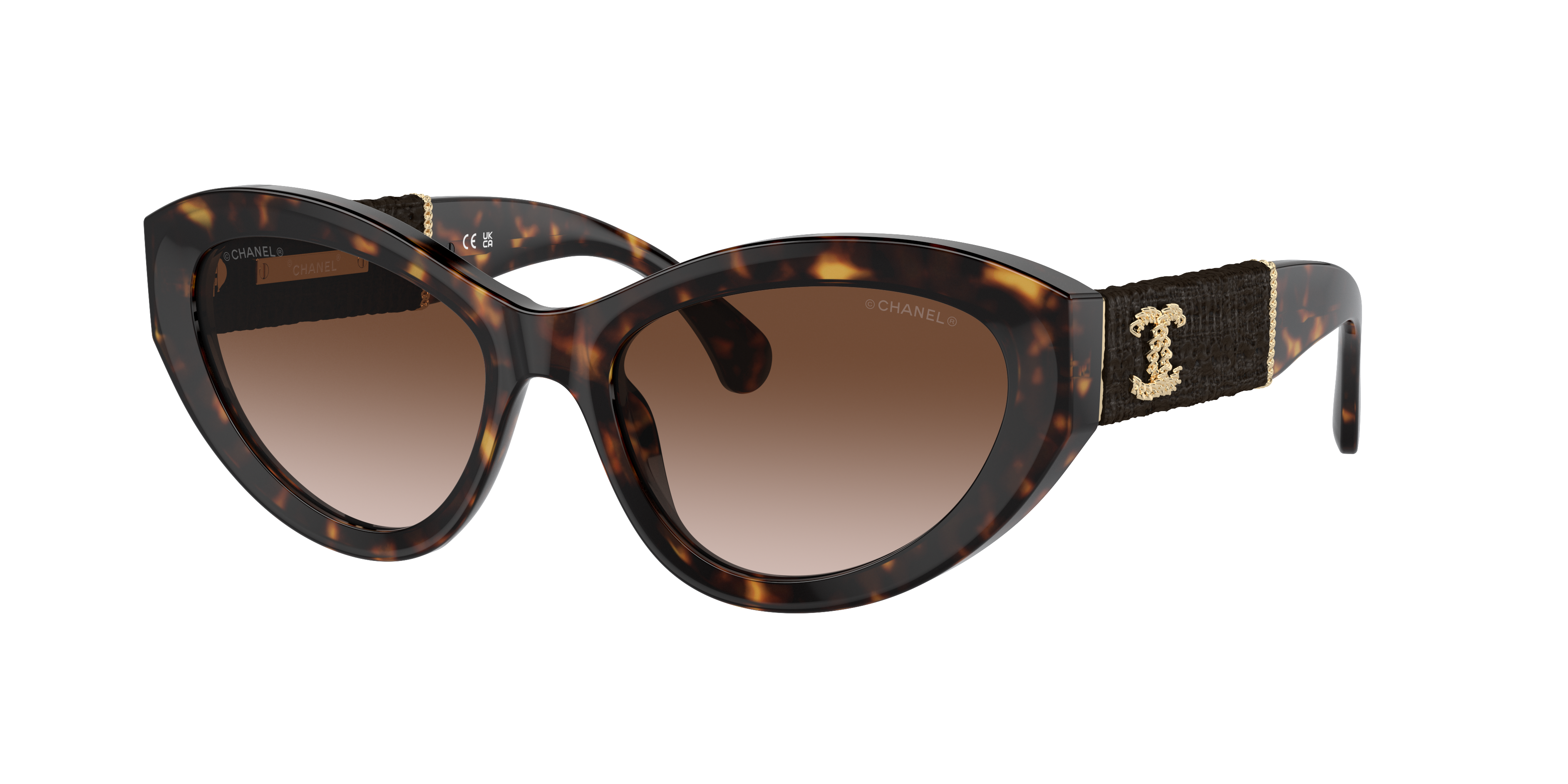 Chanel Woman Sunglass Cat Eye Sunglasses CH5513 -  Frame color: Dark Havana, Lens color: Brown