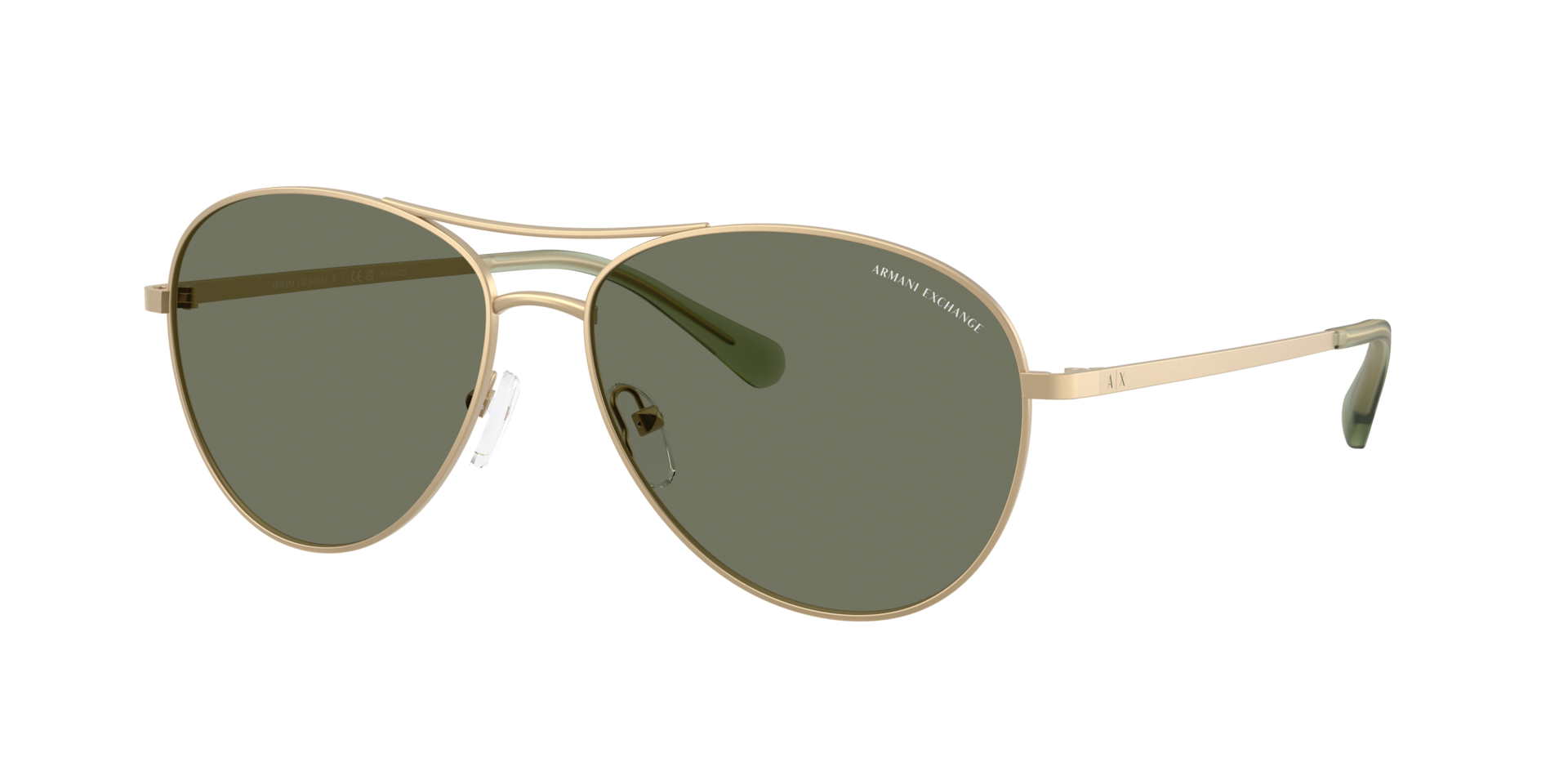 Armani Exchange Man Sunglass AX2061S -  Frame color: Matte Pale Gold, Lens color: Dark Green Polarized