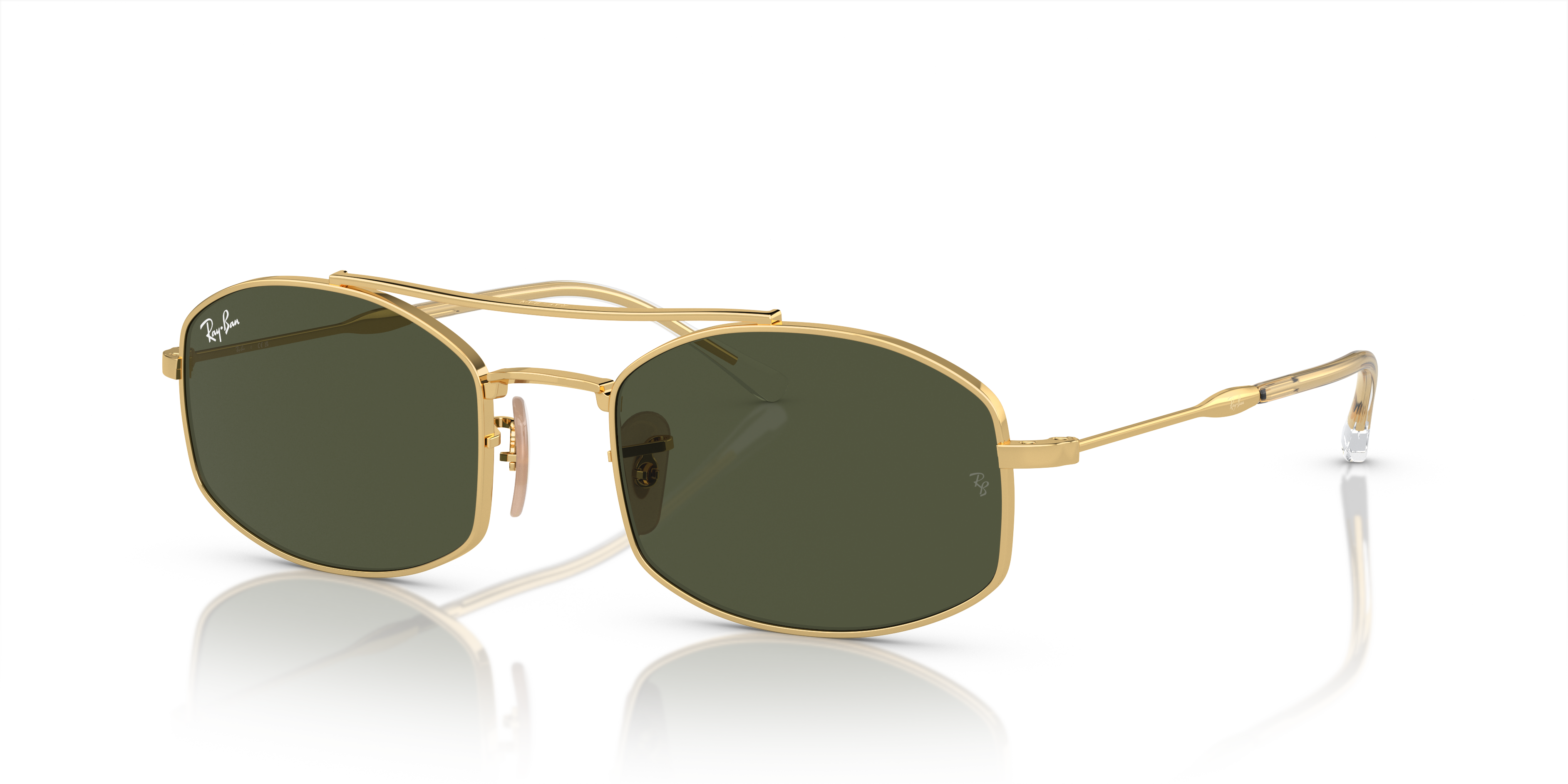 Ray-Ban RB3719 M (51 - 20) with Green lenses and Gold frame