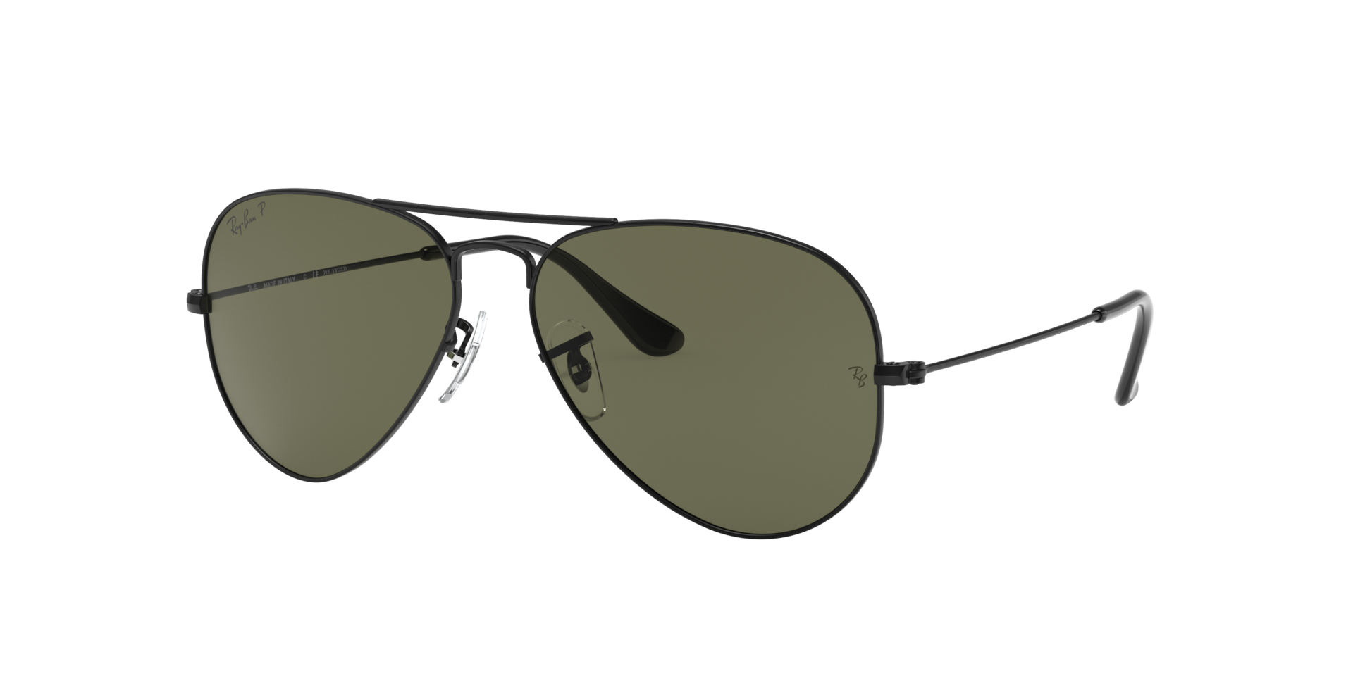 Ray-Ban Unisex Sunglass Aviator Classic -  Frame color: Black, Lens color: G-15 Green Polarised