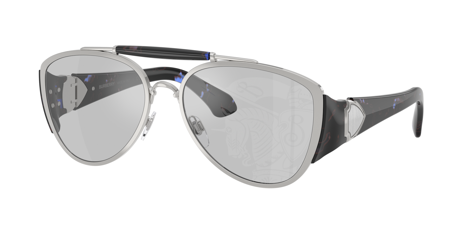 Burberry Unisex Sunglass BE3161 - Frame color: Silver, Lens color: Light Grey Tampo Silver