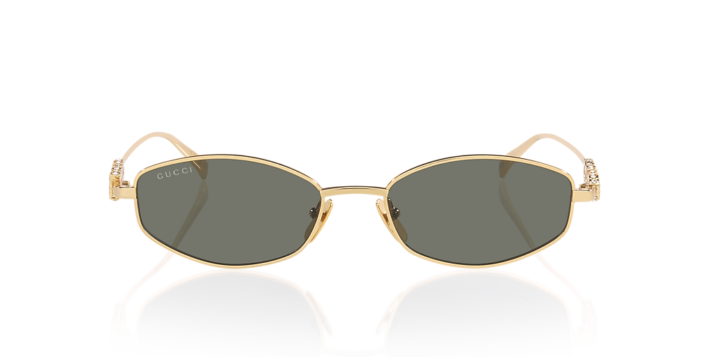 Gucci GG1802S M (55 - 18) com Lentes Cinza e Armação Ouro