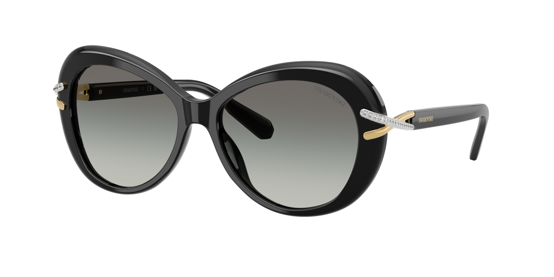 Swarovski Woman Sunglass SK6026 -  Frame color: Black, Lens color: Grey Gradient