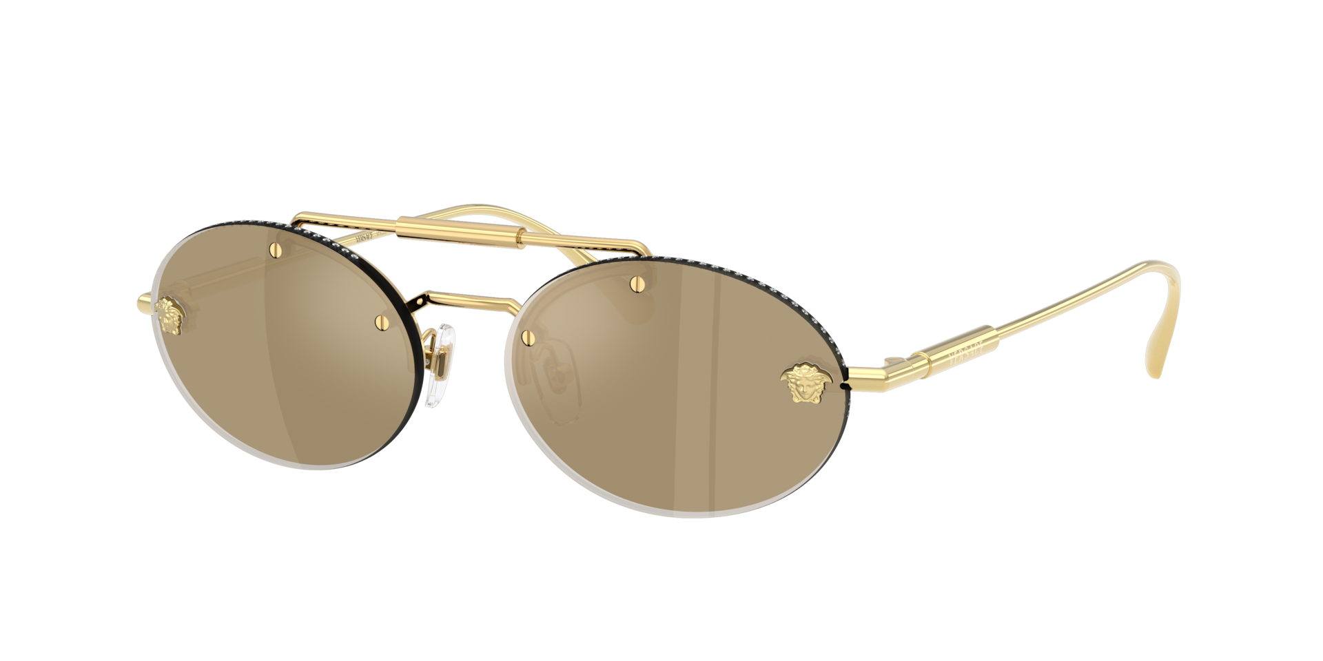 Versace Woman Sunglass VE2295 - Frame color: Gold Plated, Lens color: Clear Mirror Real Yellow Gold