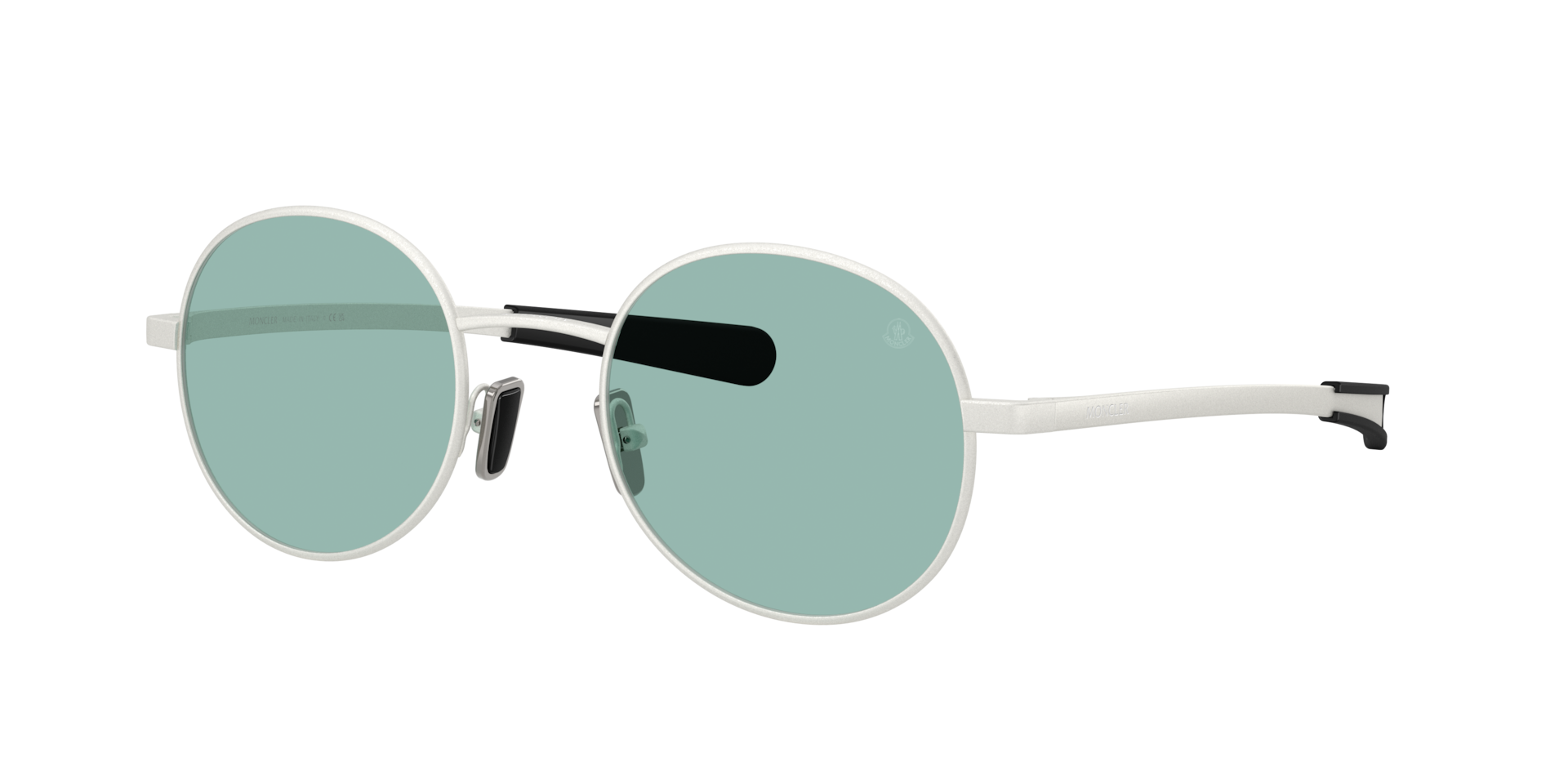 Moncler Unisex Sunglass Centro - Frame color: Matte Silver, Lens color: Dark Grey/Gold