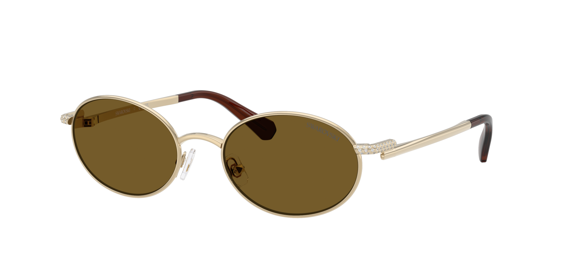 Swarovski Brown Woman Sk7033 404673 Sunglasses Metal Gold Round Normal - Image 2