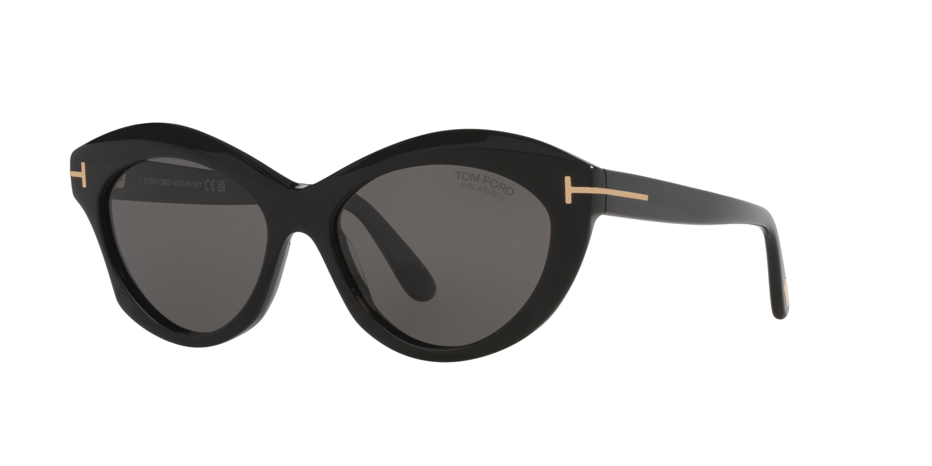 Tom Ford Woman Sunglass Toni -  Frame color: Black Shiny, Lens color: Grey Polarized