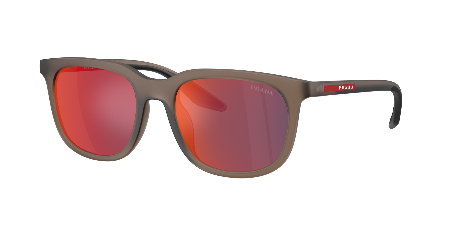 Prada Linea Rossa Mann Sunglass PS B09SU - Rahmenfarbe: Frosted Brown, Linsenfarbe: Dunkelgrau/Blau-Rot verspiegelt