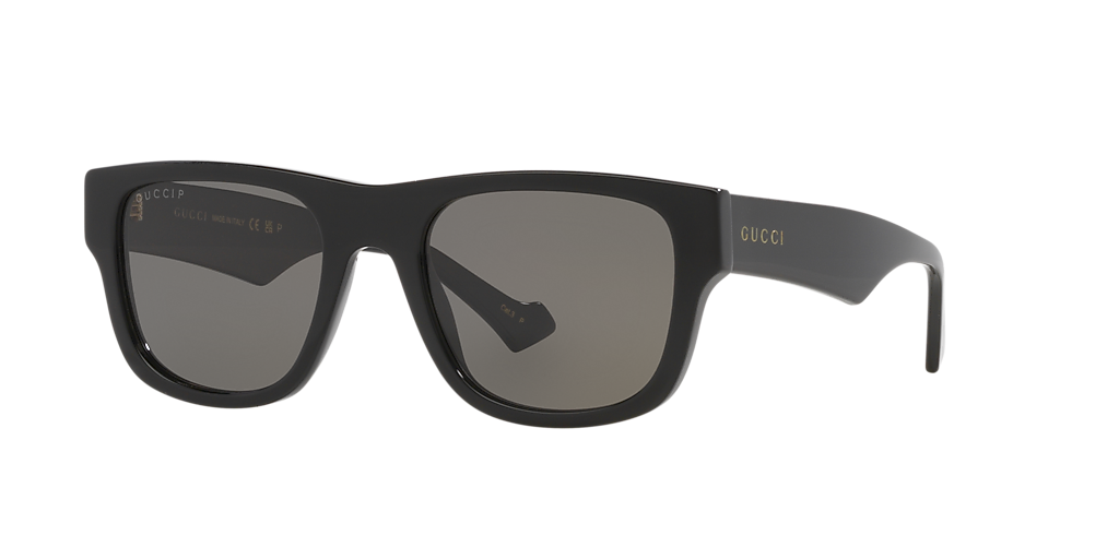 Gucci GG1427S S (53 - 21) com Lentes Cinza e Armação Preto