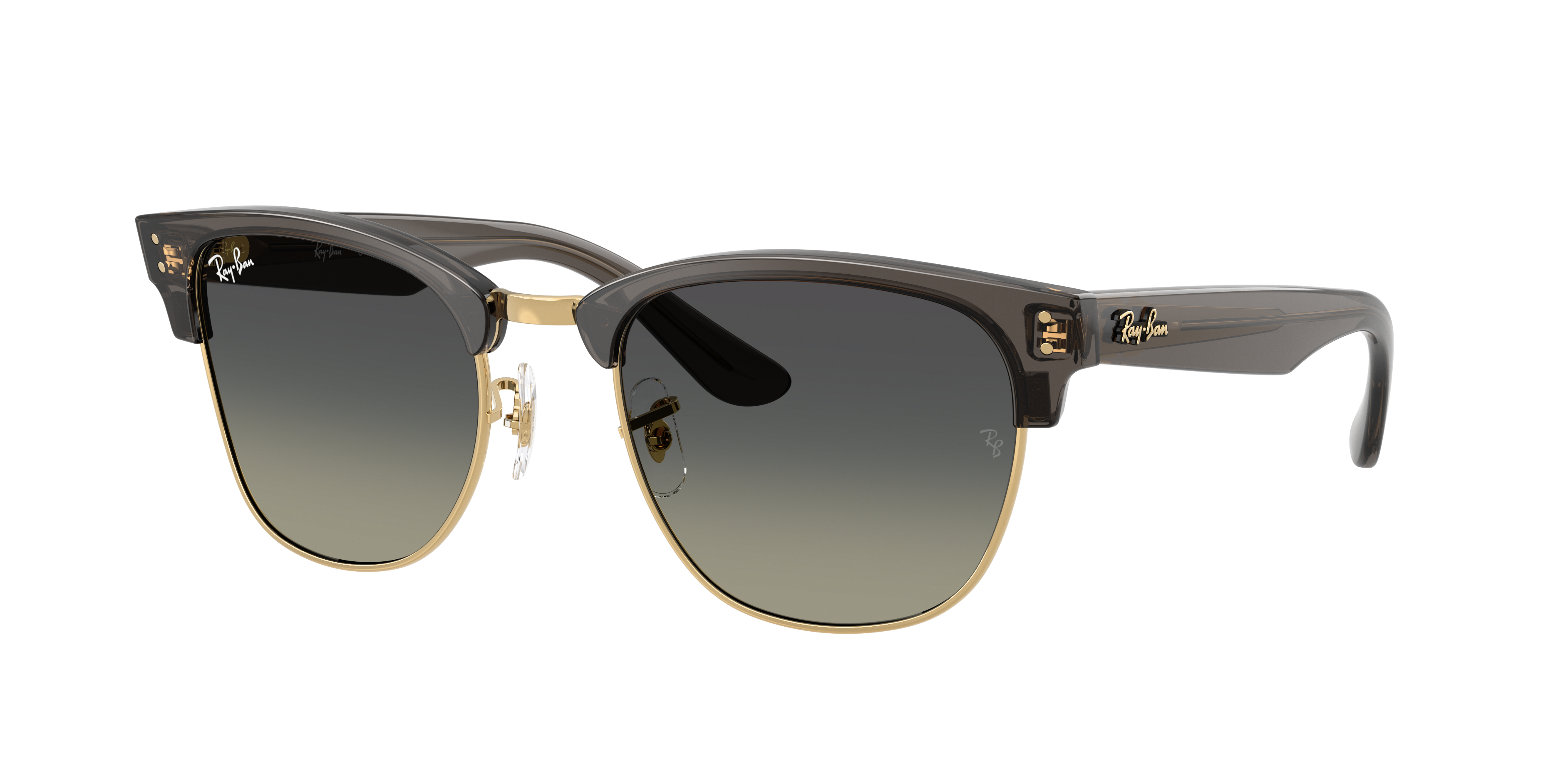 Ray-Ban Unisex Sunglass Clubmaster Reverse -  Frame color: Transparent Dark Grey On Gold, Lens color: Grey Gradient
