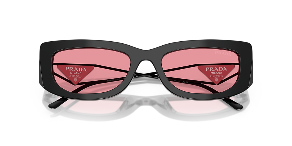 Prada ラウンド型サングラス ブラック ピンク Prada PR 14YS L (53 - 19) with Pink lenses and Black frame