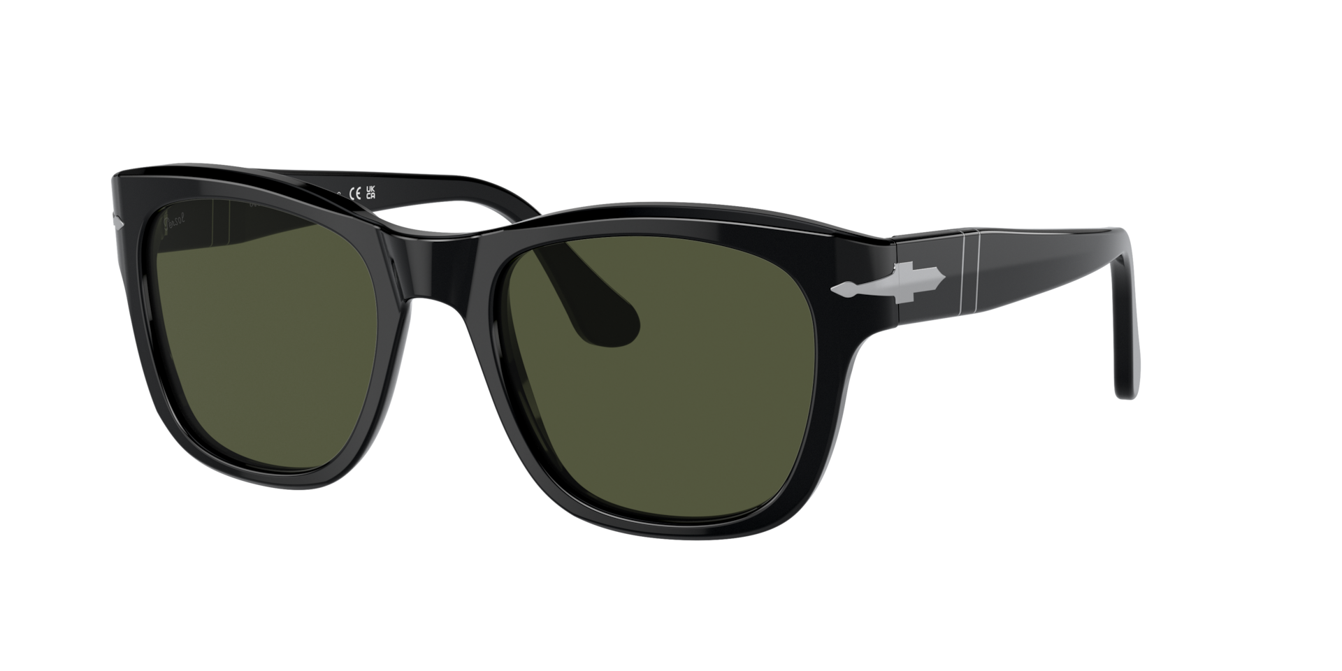 Persol Unisex Sunglass PO3313S -  Frame color: Black, Lens color: Green