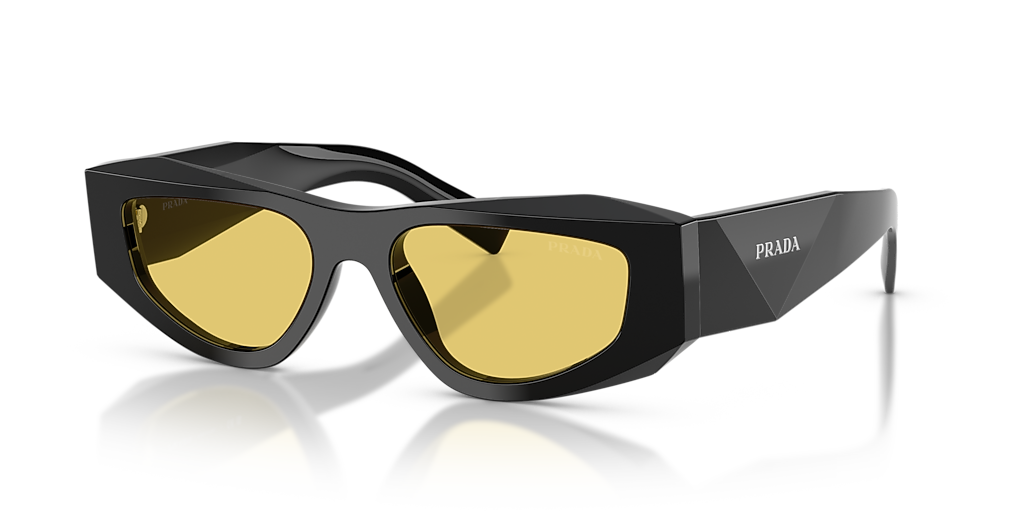 PRADA サングラス ブラックフレーム イエローレンズ Prada PR B19S M (52 - 17) with Yellow lenses and Black frame