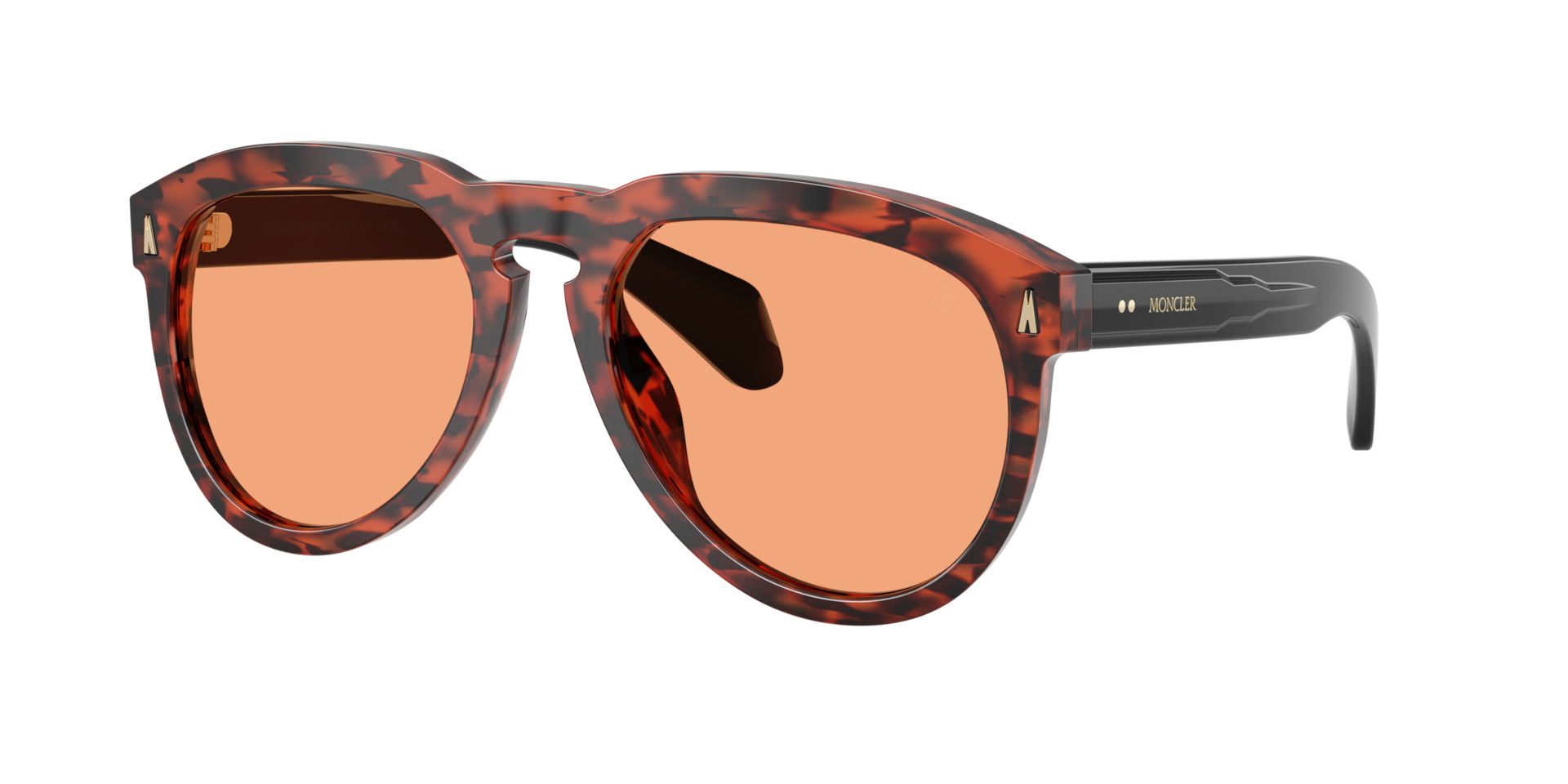 Moncler Unisex Sunglass Isopleth -  Frame color: Magma Havana, Lens color: Solid Orange