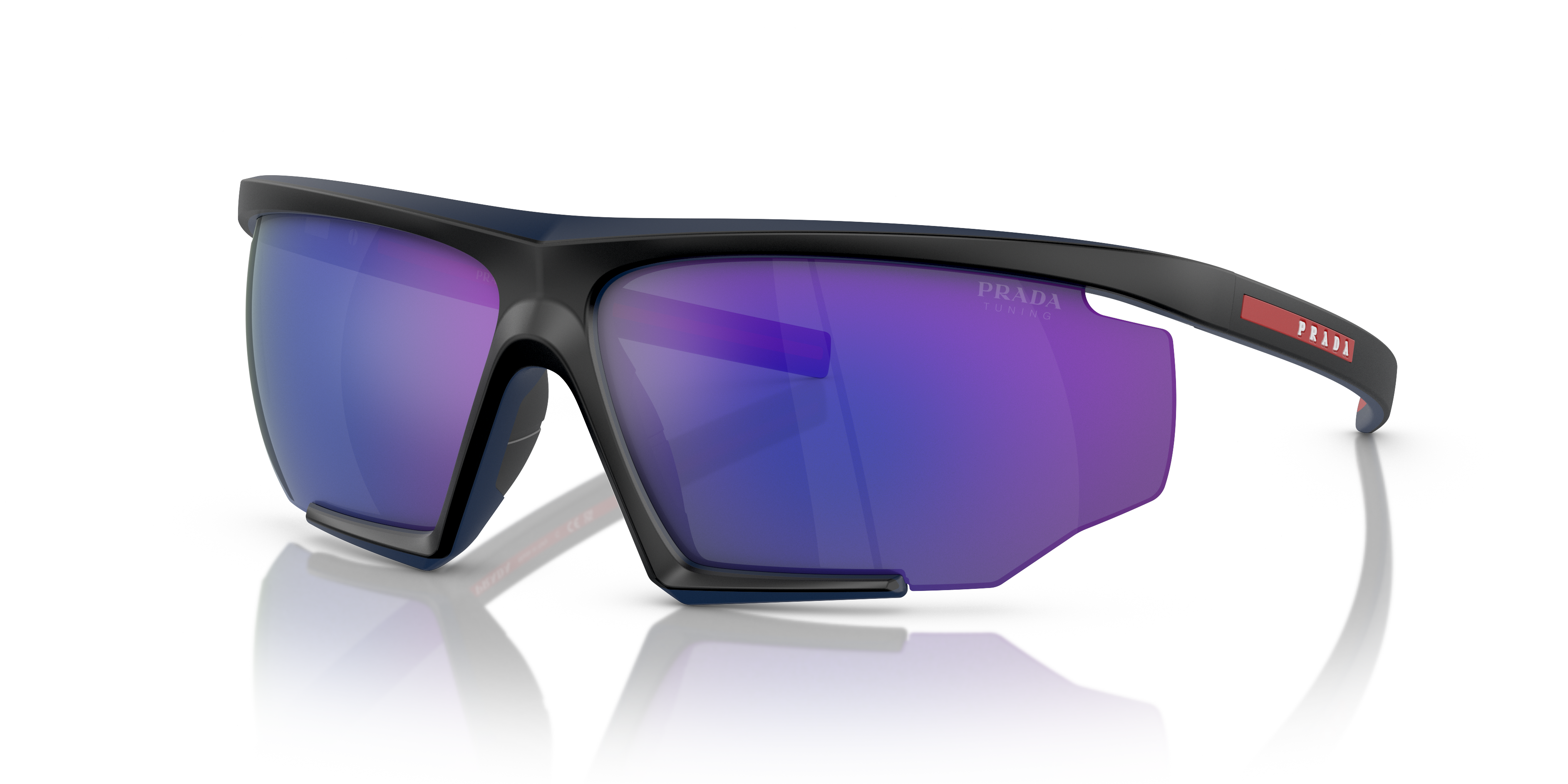 Prada Linea Rossa PS 07YS XXL (76 - 12) with Blue lenses and Black