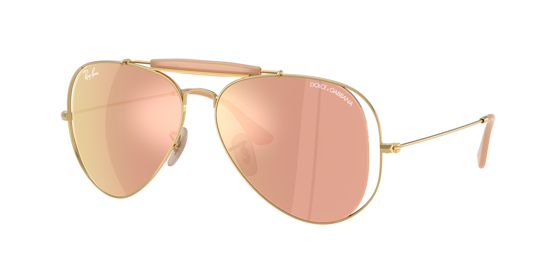 Ray-Ban Unisex Sunglass The Outdoorsman By Dolce&Gabbana -  Frame color: Arista Gold, Lens color: Dark Brown Mirror Rose Gold