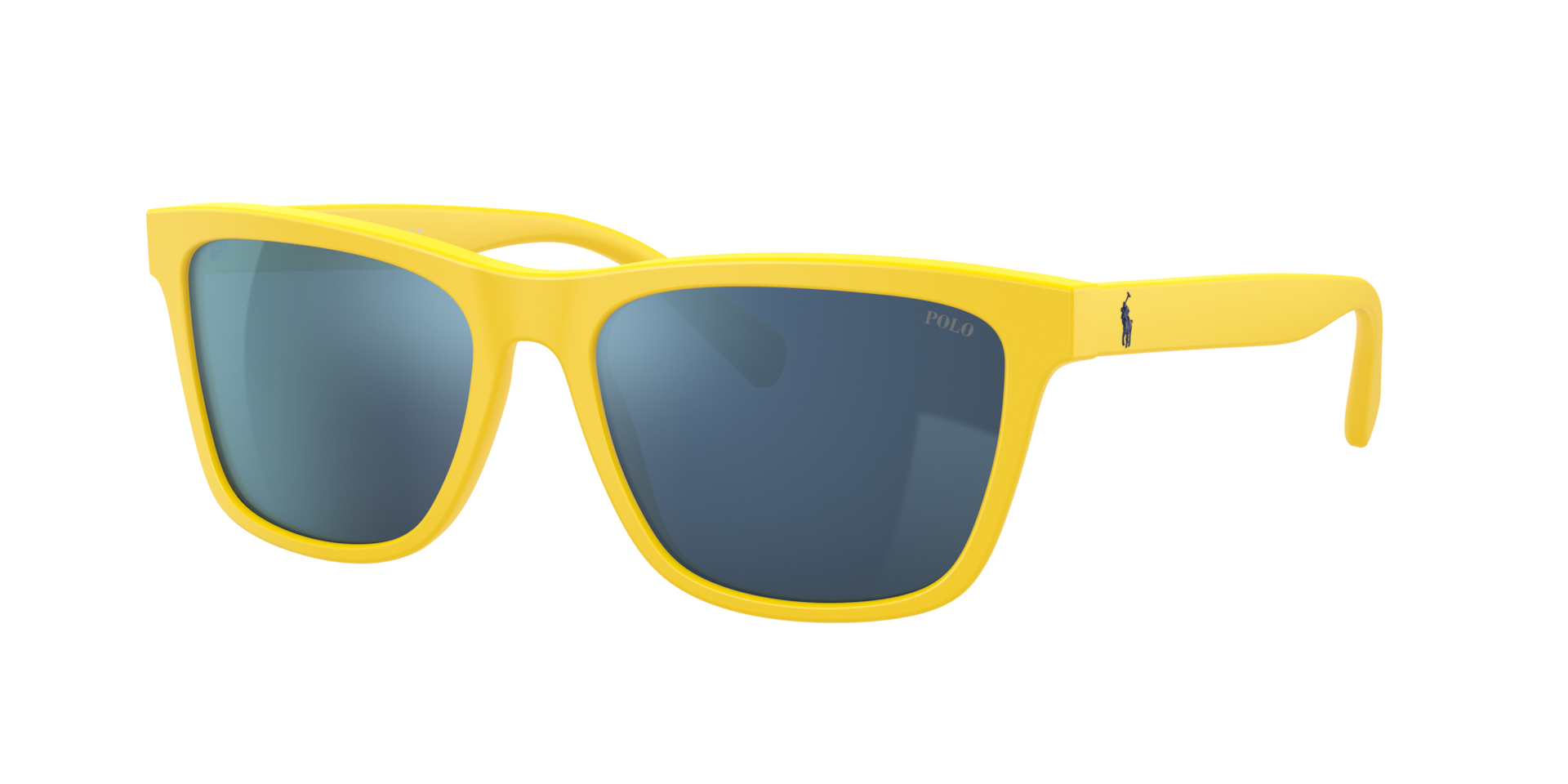 Polo Ralph Lauren Homme Sunglass PH4167 - Couleur du Monture: Jaune mat, Couleur de Lentille: Bleu foncé Effet miroir bleu