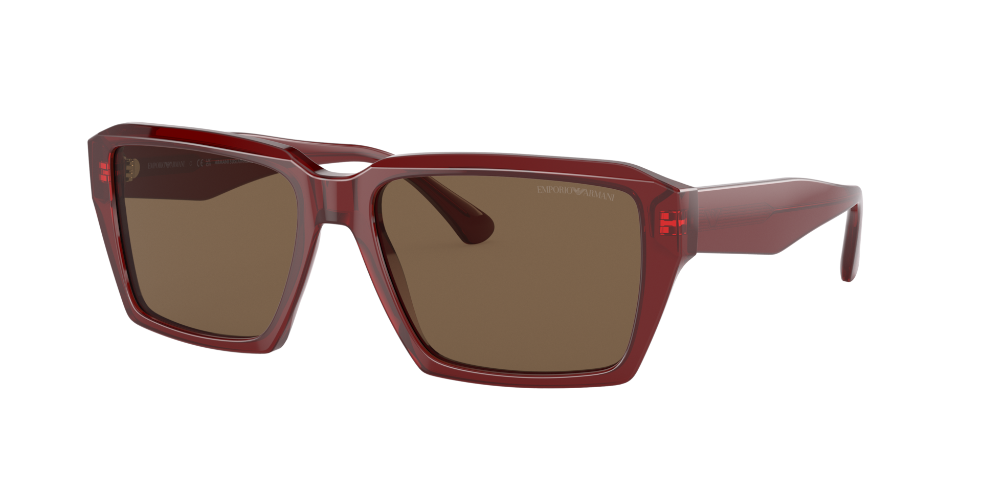 Emporio Armani Homme Sunglass EA4186 - Couleur du Monture Rouge transparent brillant Couleur de Lentille Marron fonc 74 €