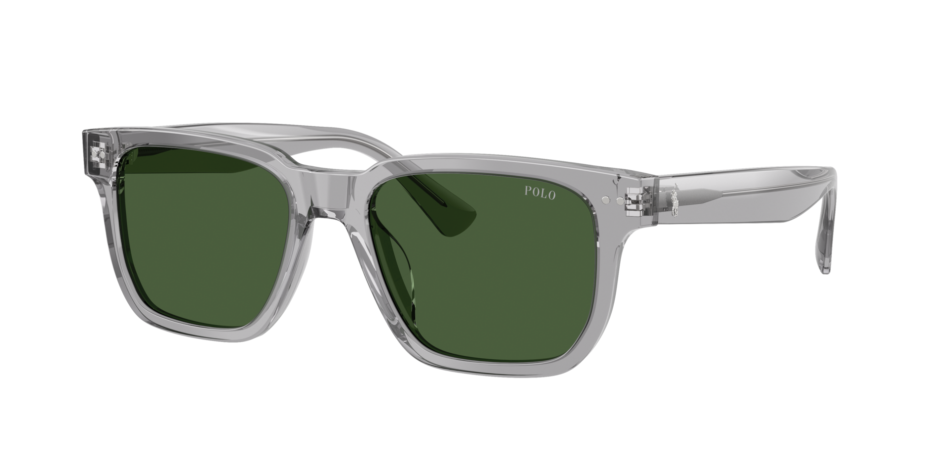 Polo Ralph Lauren Homme Sunglass PH4252U - Couleur du Monture: Transparent gris brillant, Couleur de Lentille: Vert bouteille