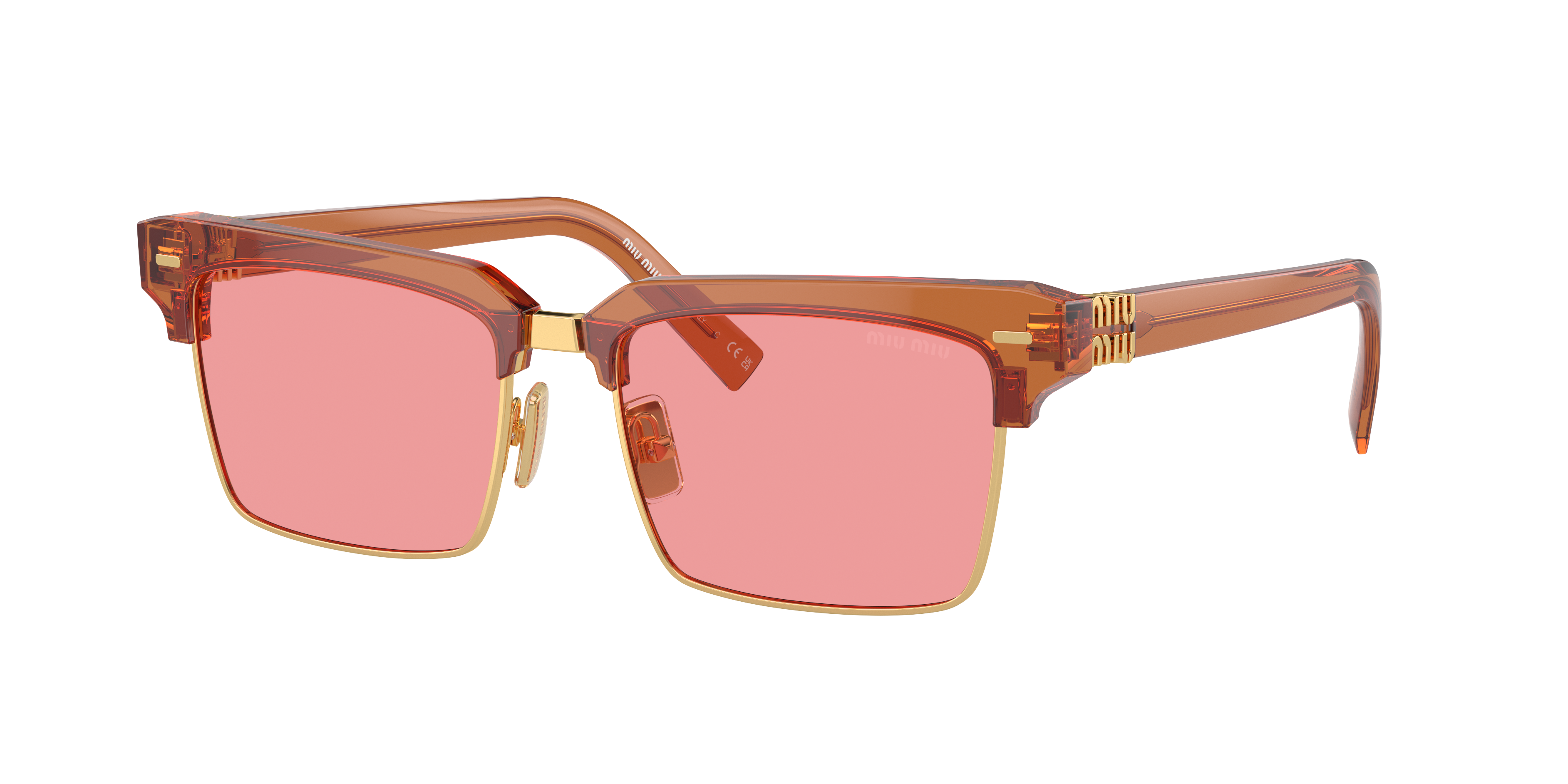 Miu Miu MU 10ZS M (54 - 17) com Lentes Rosa e Armação Marrom