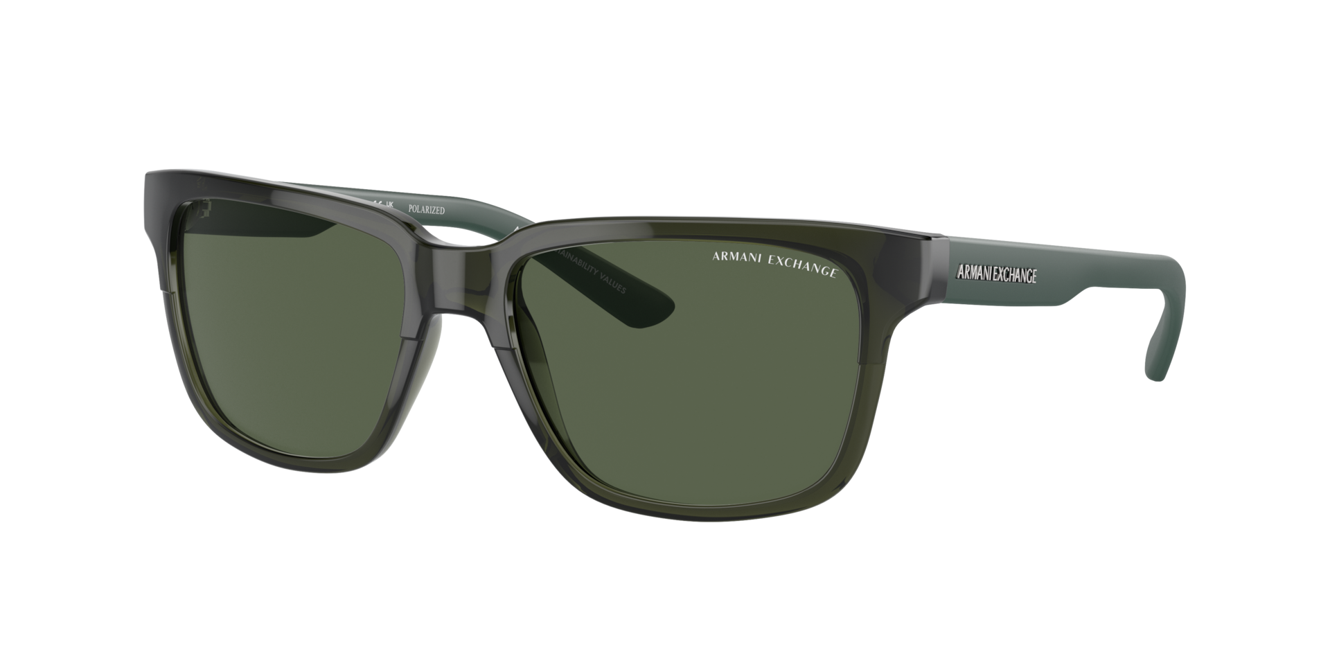 Armani Exchange Unisex Sunglass AX4026S - Couleur du Monture Vert transparent brillant Couleur de Lentille Vert fonc polaris 57 €