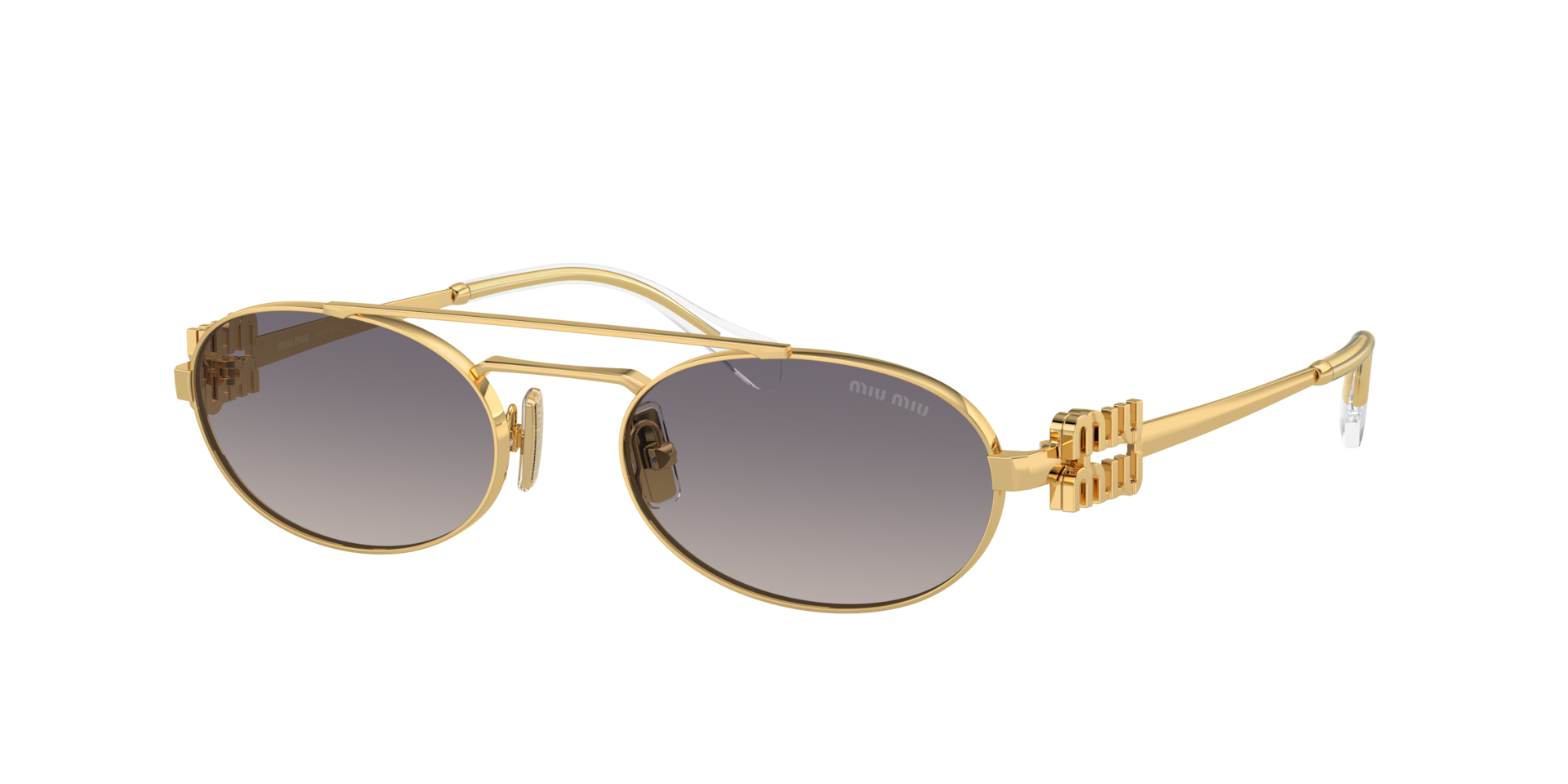 Miu Miu Vrouwelijk Sunglass MU 54ZS -  Framekleur: Goud, Lenskleur: Grijs Gradiënt Gespiegeld