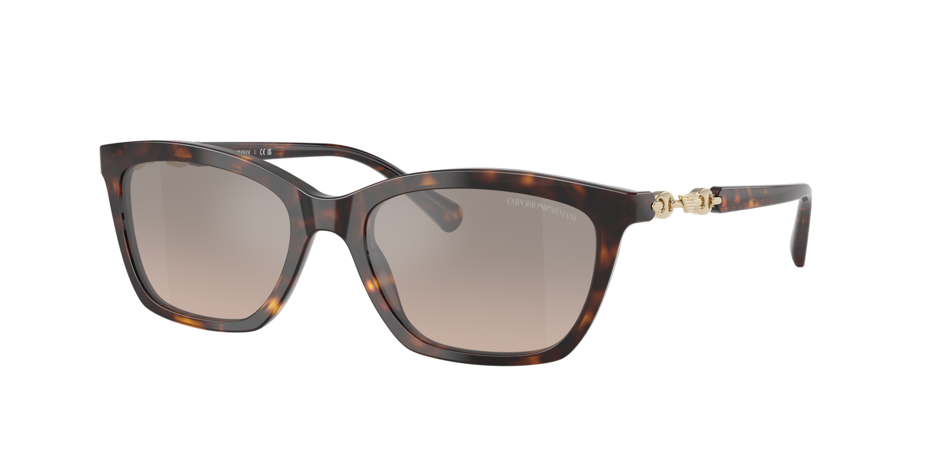 Emporio Armani Femme Sunglass EA4238 - Couleur du Monture: Havana brillant, Couleur de Lentille: Brun dégradé gris argent miroir