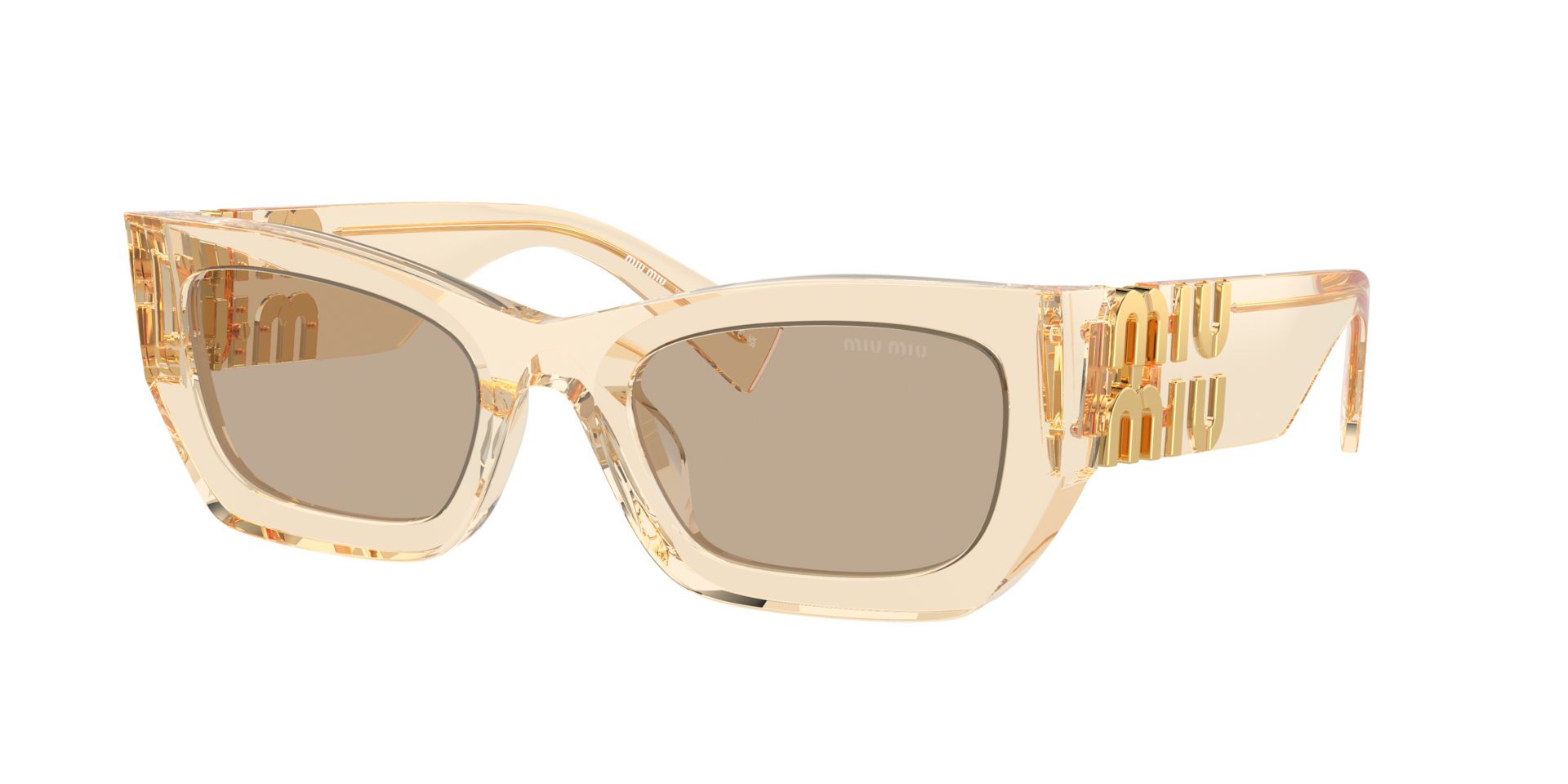 Miu Miu Woman Sunglass MU 09WS -  Frame color: Sand Transparent, Lens color: Dark Brown