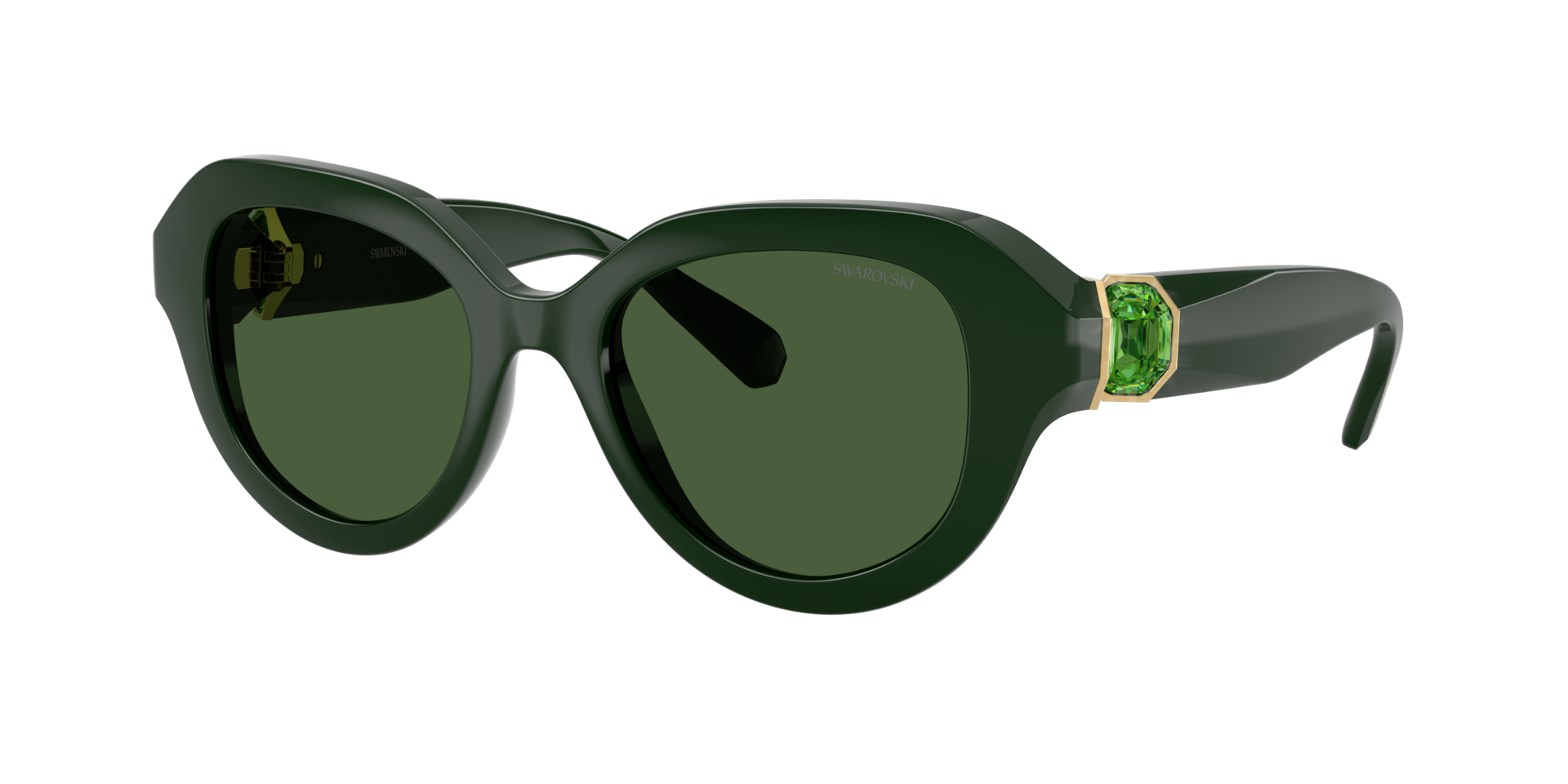 Swarovski Green Sk6037 102671 Woman Sunglasses Injected Round Normal - Image 2