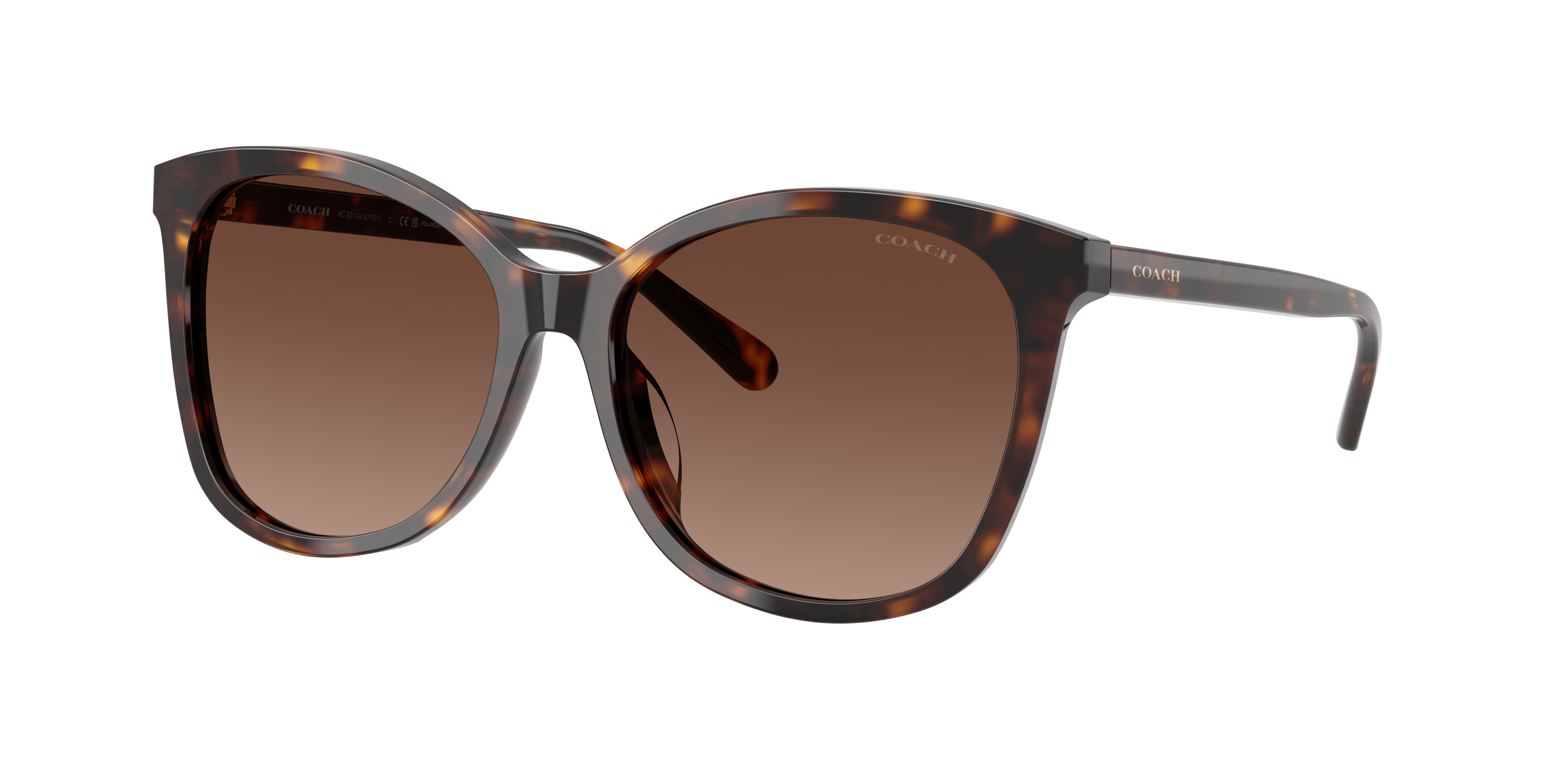 Coach Woman Sunglass L1101 -  Frame color: Dark Tortoise, Lens color: Dark Brown Gradient Polarized