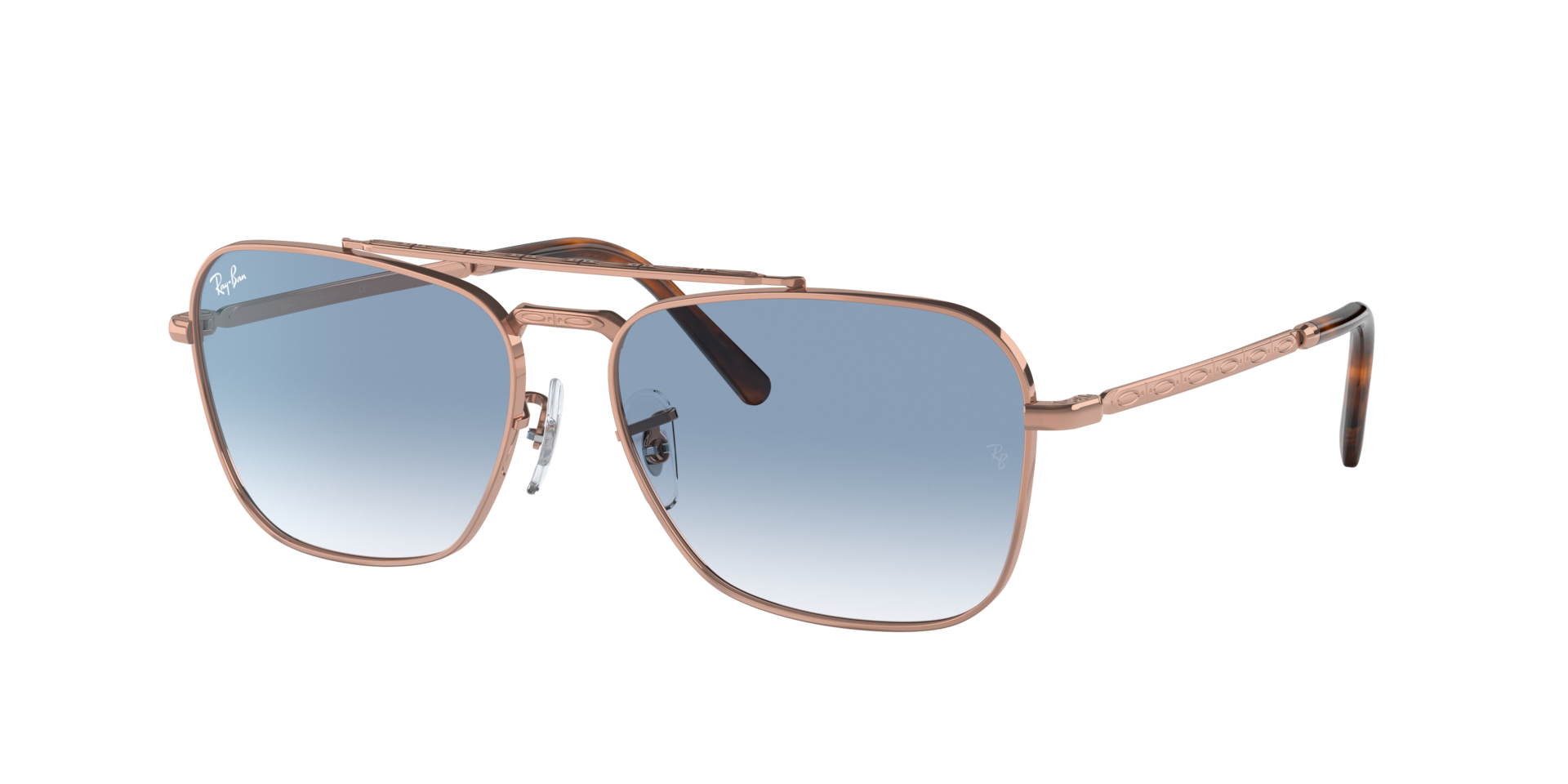RAY-BAN Unisex Sunglasses New Caravan  -  Frame color: Rose Gold, Lens color: Light Blue