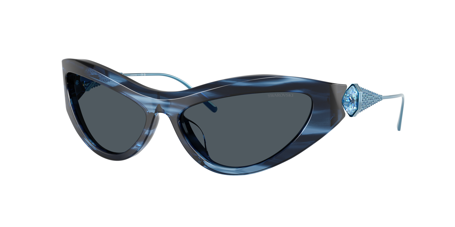 Swarovski Blue/Grey Sk6046 109087 Woman Sunglasses Acetate Cat Eye Normal - Image 2