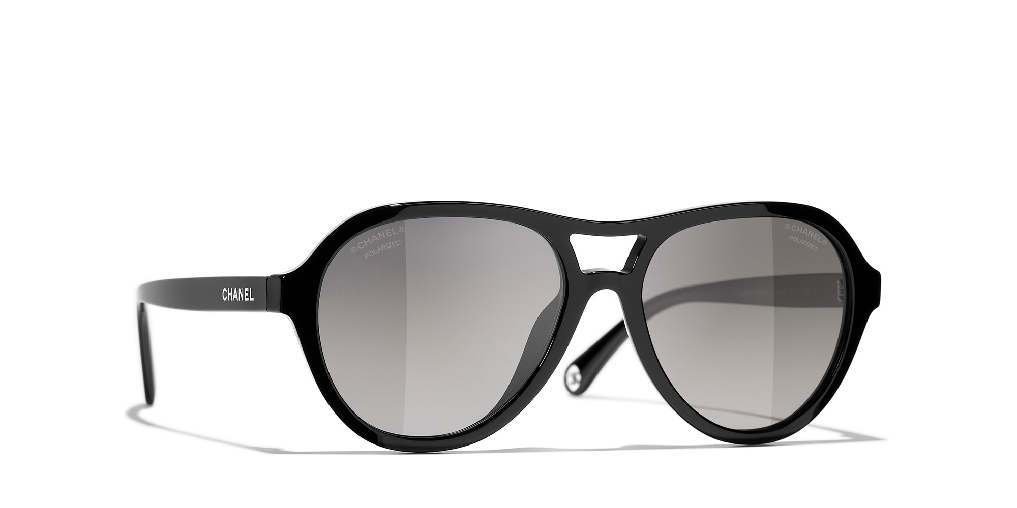 Chanel Woman Sunglass Pilot Sunglasses CH5552U -  Frame color: Black, Lens color: Grey
