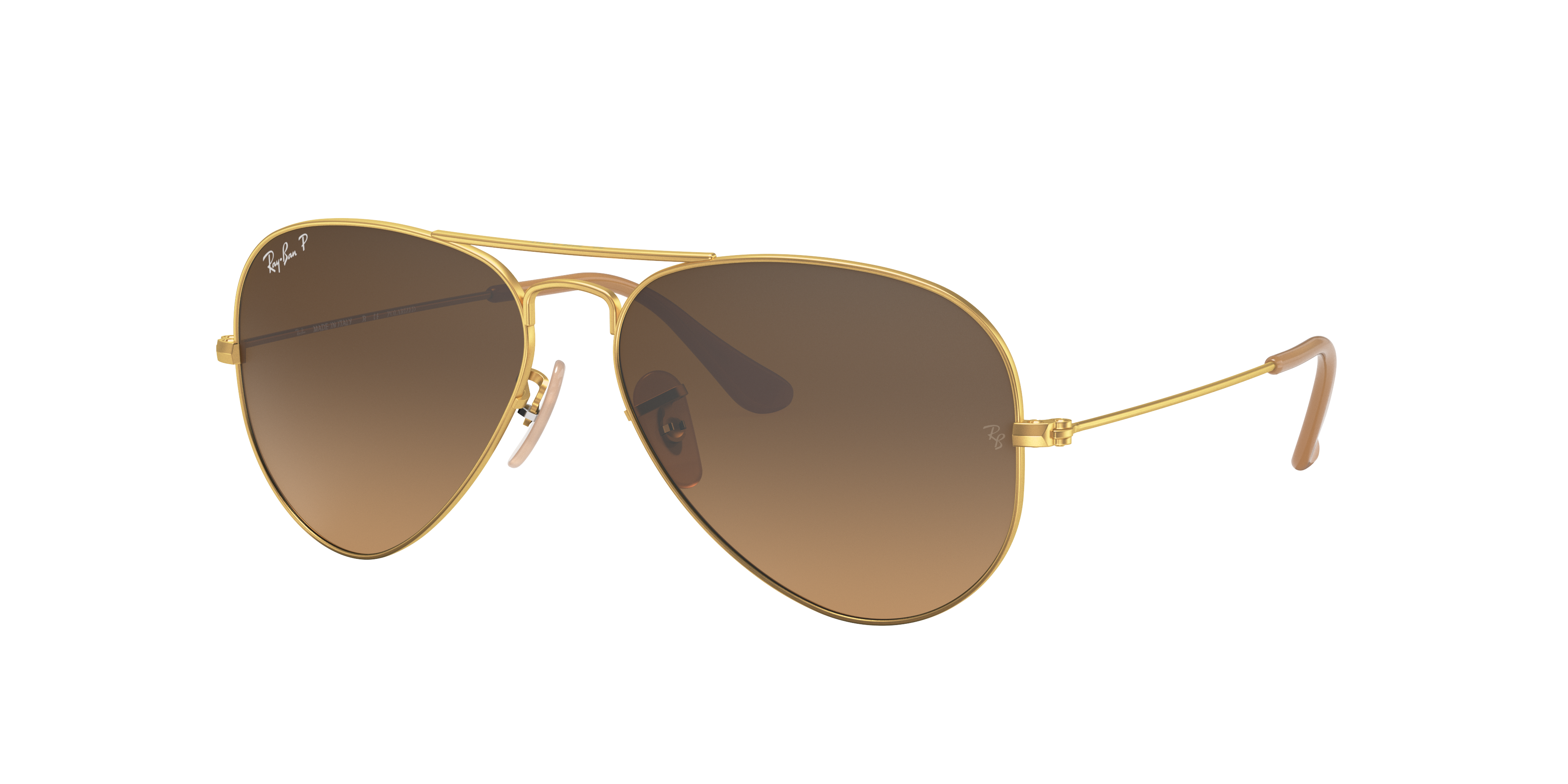 Ray-Ban Unisex Sunglass Aviator Gradient -  Frame color: Gold, Lens color: Brown Polarized