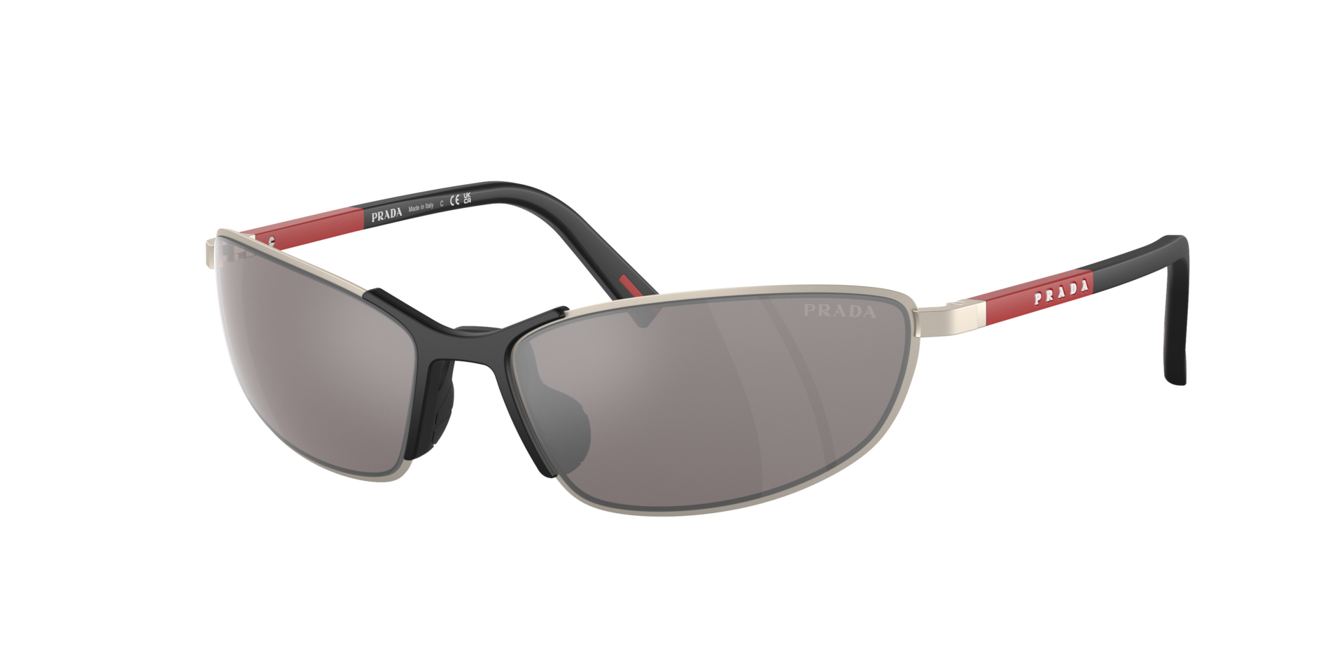Prada Linea Rossa Man Sunglass PS 55ZS -  Frame color: Matte Champagne, Lens color: Purple Brown Mirror Silver
