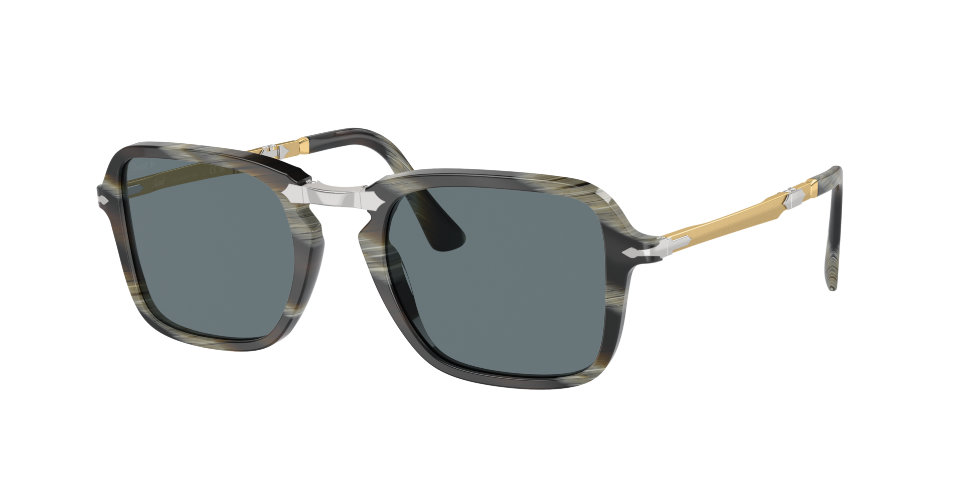 Persol Unisex Sunglass PO3330S -  Frame color: Green Horn, Lens color: Blue
