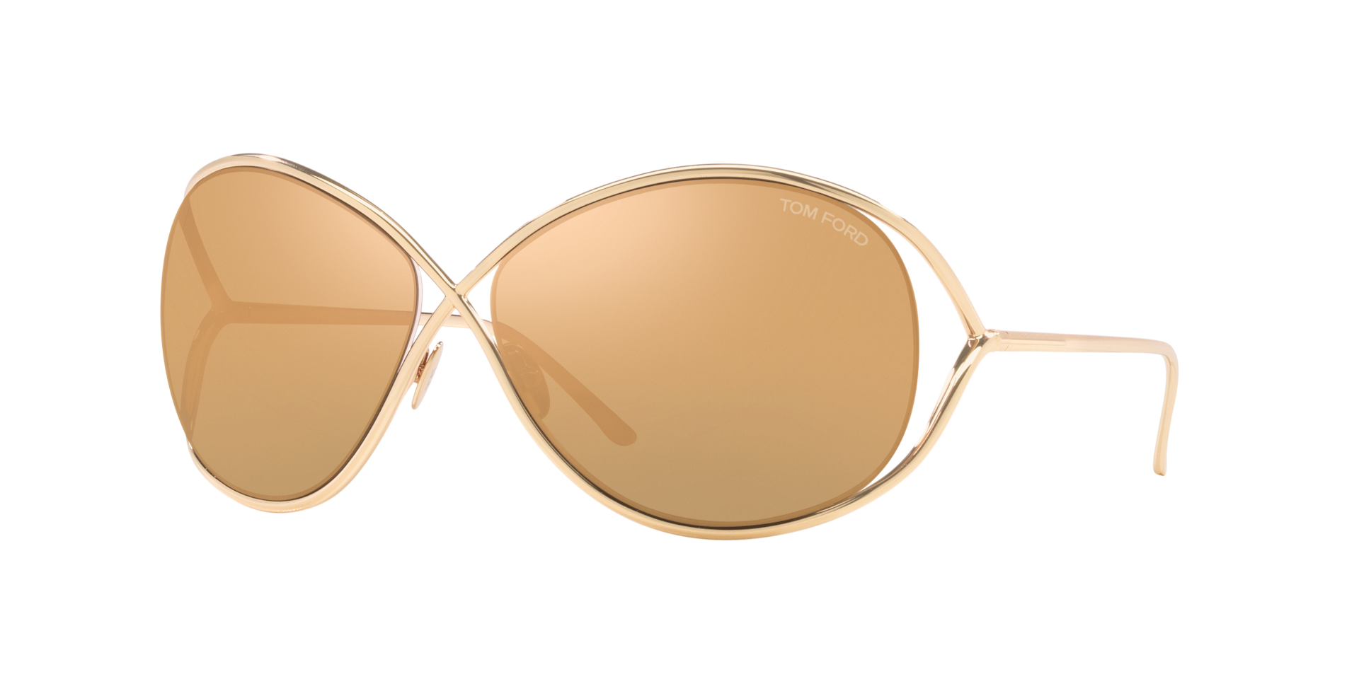 Tom Ford Femme Sunglass Nicoletta - Couleur du Monture Or Rose Couleur de Lentille Brun 600 €