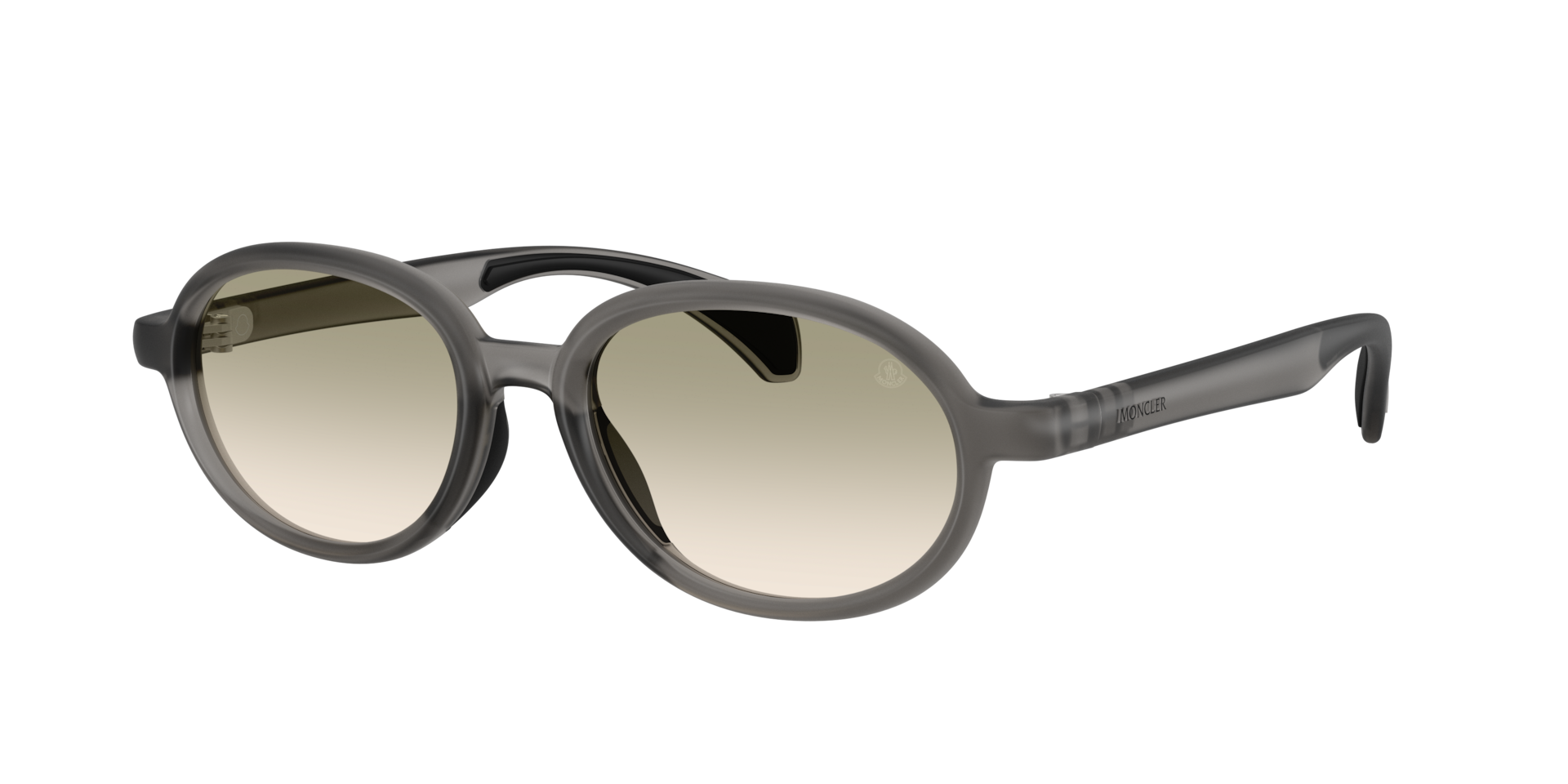 Moncler Unisex Sunglass Caprice - Frame color: Matte Transparent Grey, Lens color: Light Brown Gradient Light Green
