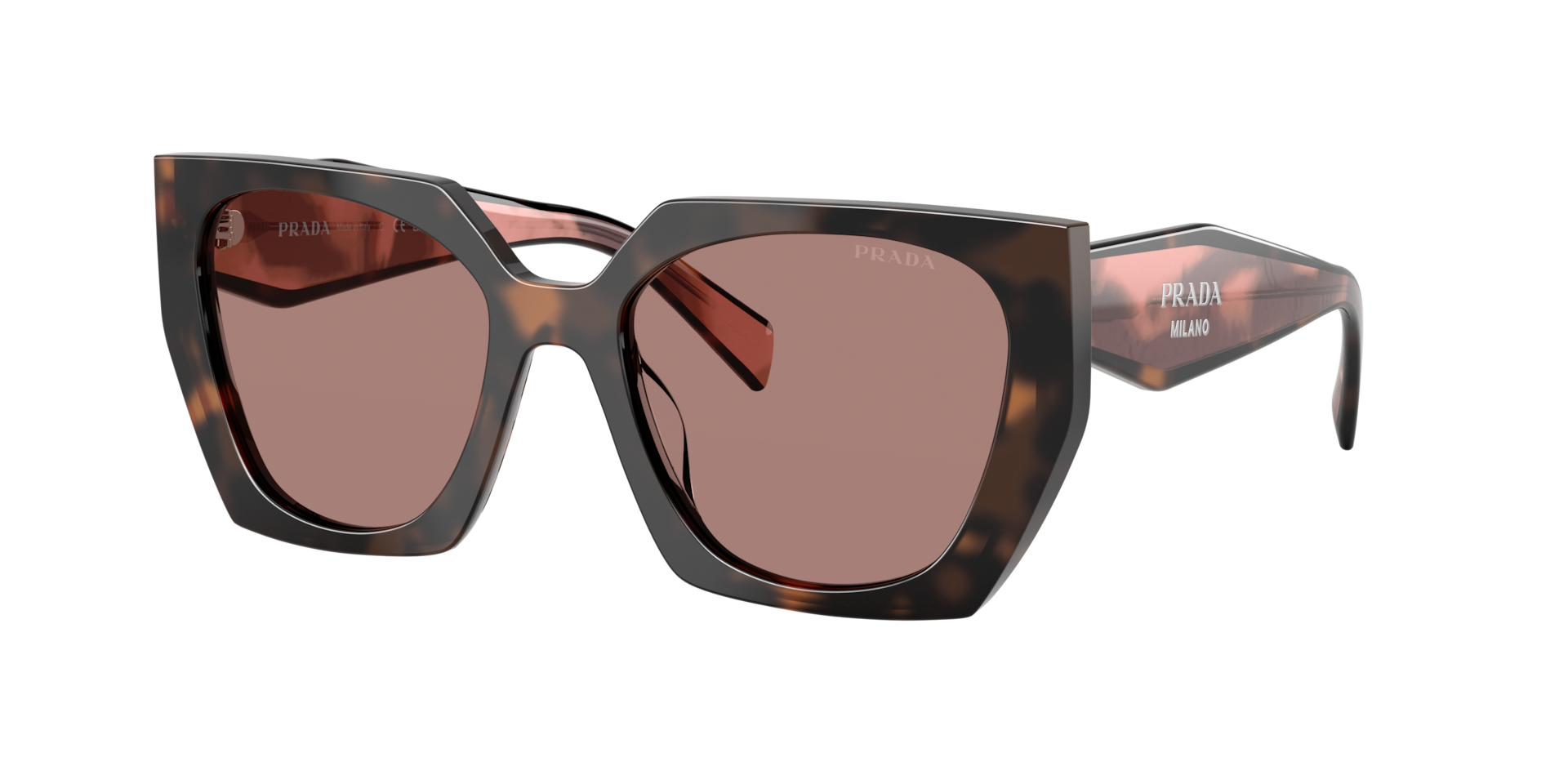 Prada Woman Sunglass PR 15WS -  Frame color: Mauve Tortoise, Lens color: Light Brown