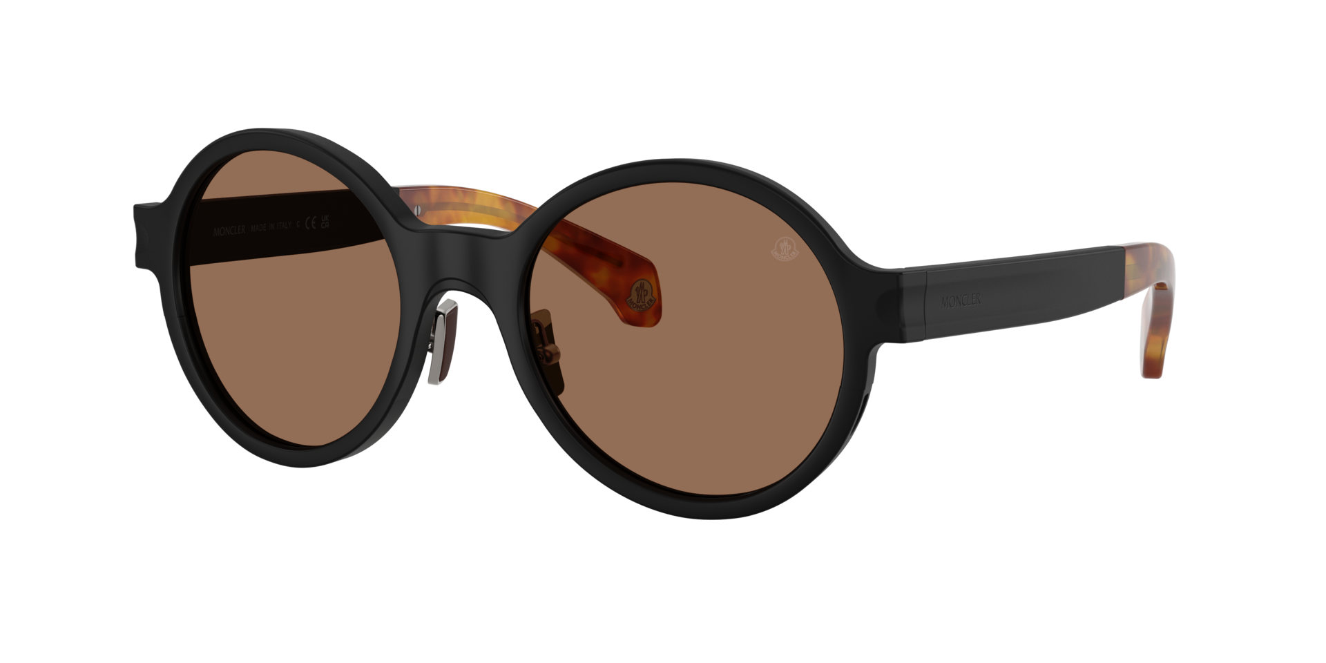 Moncler Unisex Sunglass Rondo -  Frame color: Matte Black, Lens color: Dark Brown