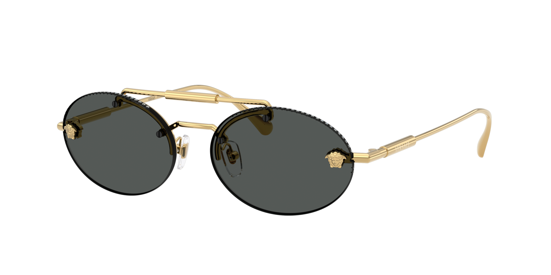 Versace Femme Sunglass VE2295 - Couleur du Monture: Or, Couleur de Lentille: Gris foncé